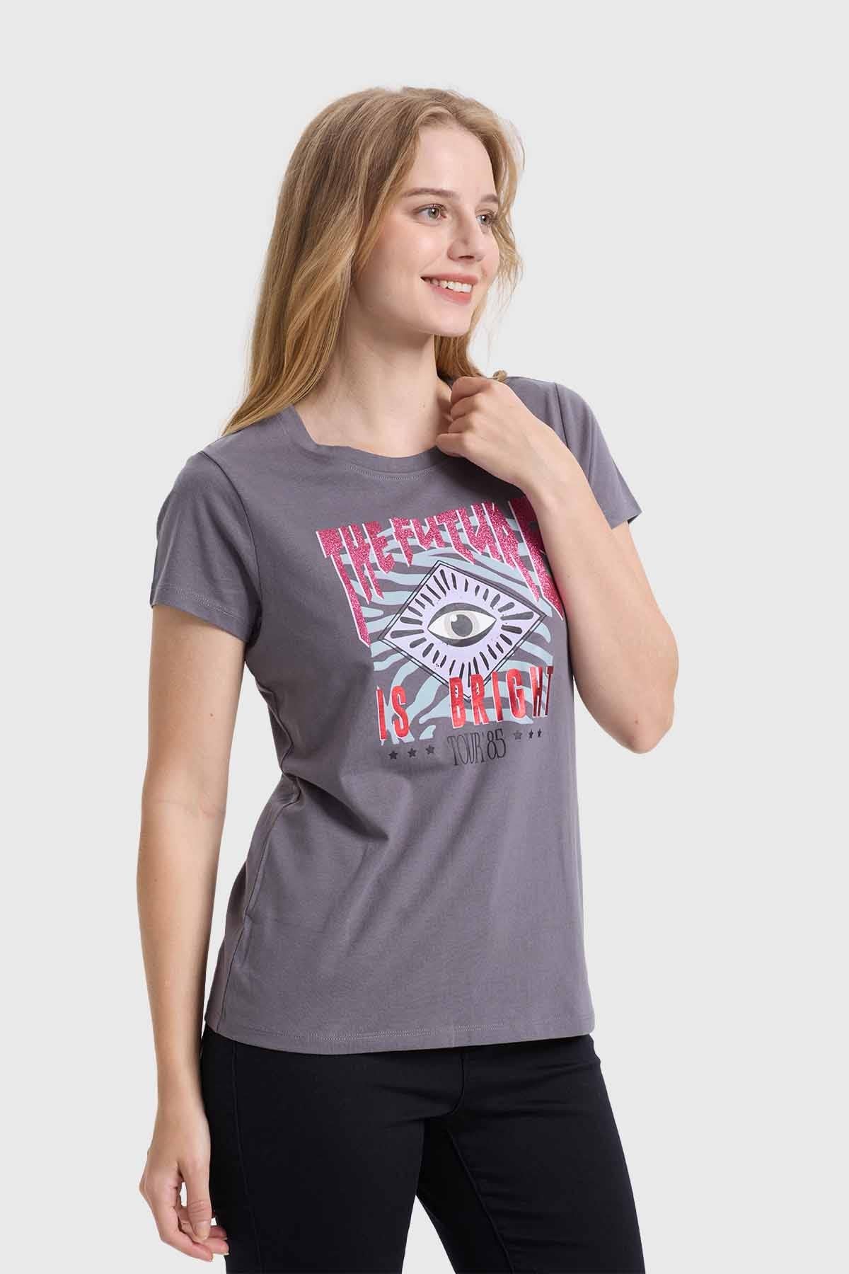 Polera Mujer Básica Print Gris - Image 2