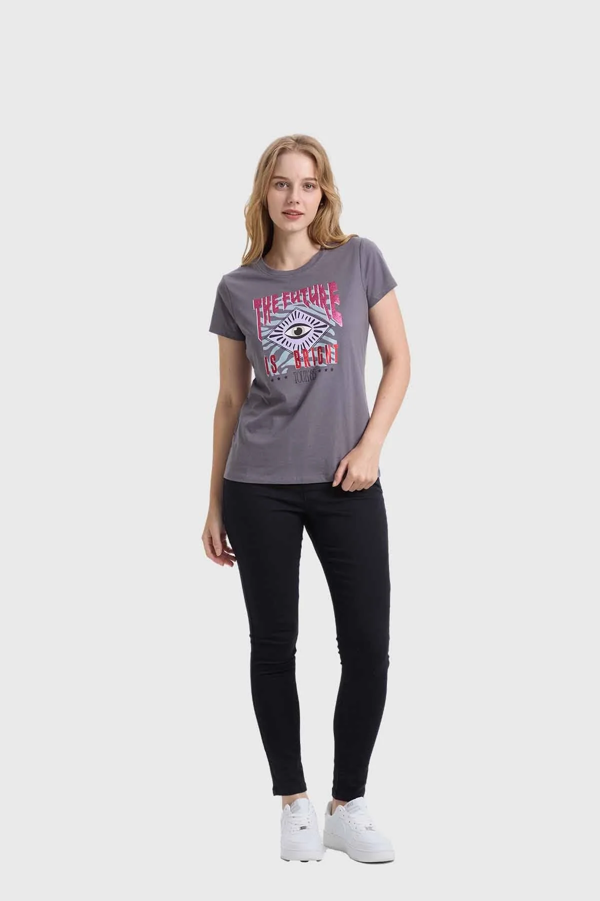 Polera Mujer Básica Print Gris - Image 4