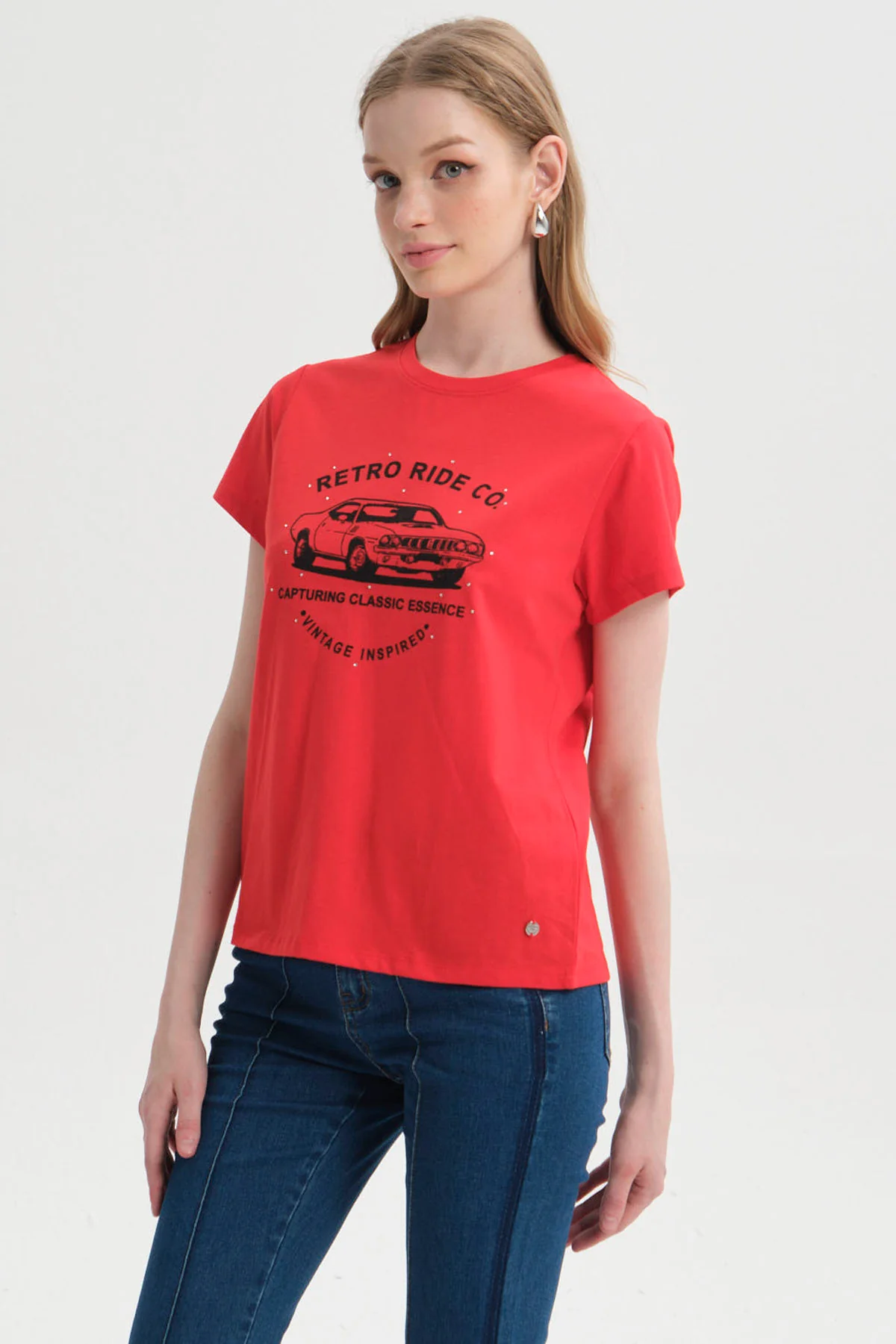 Polera Mujer Básica Print Rojo - Image 2