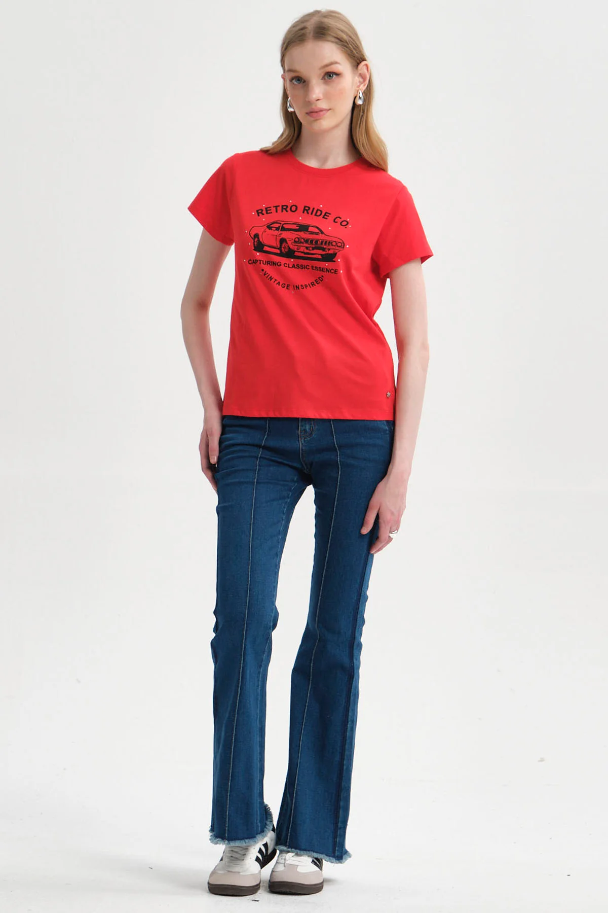 Polera Mujer Básica Print Rojo - Image 4