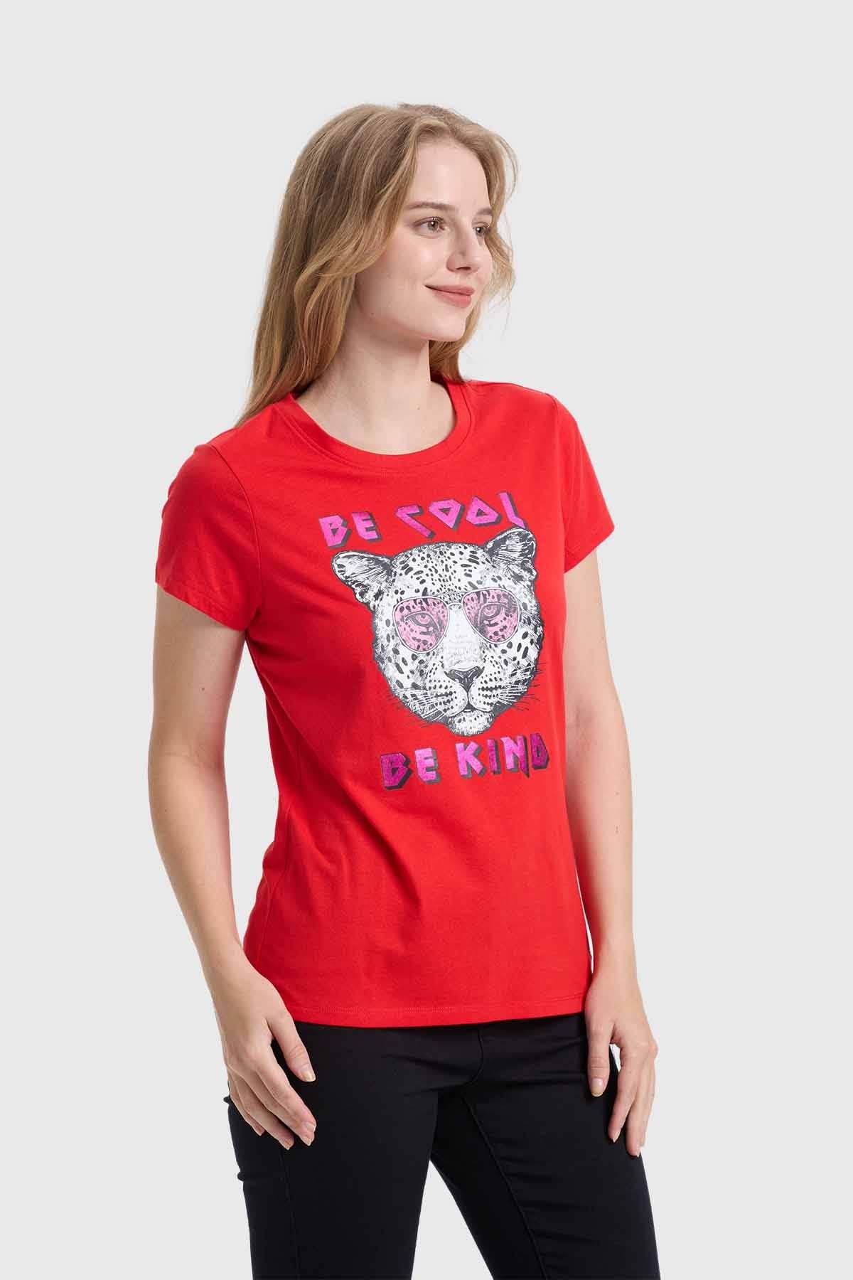 Polera Mujer Básica Print Rojo - Image 2