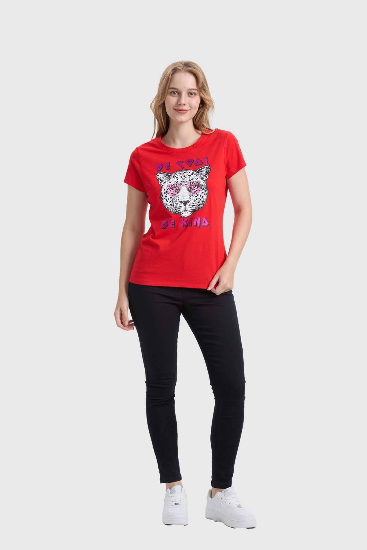 Polera Mujer Básica Print Rojo - Image 4