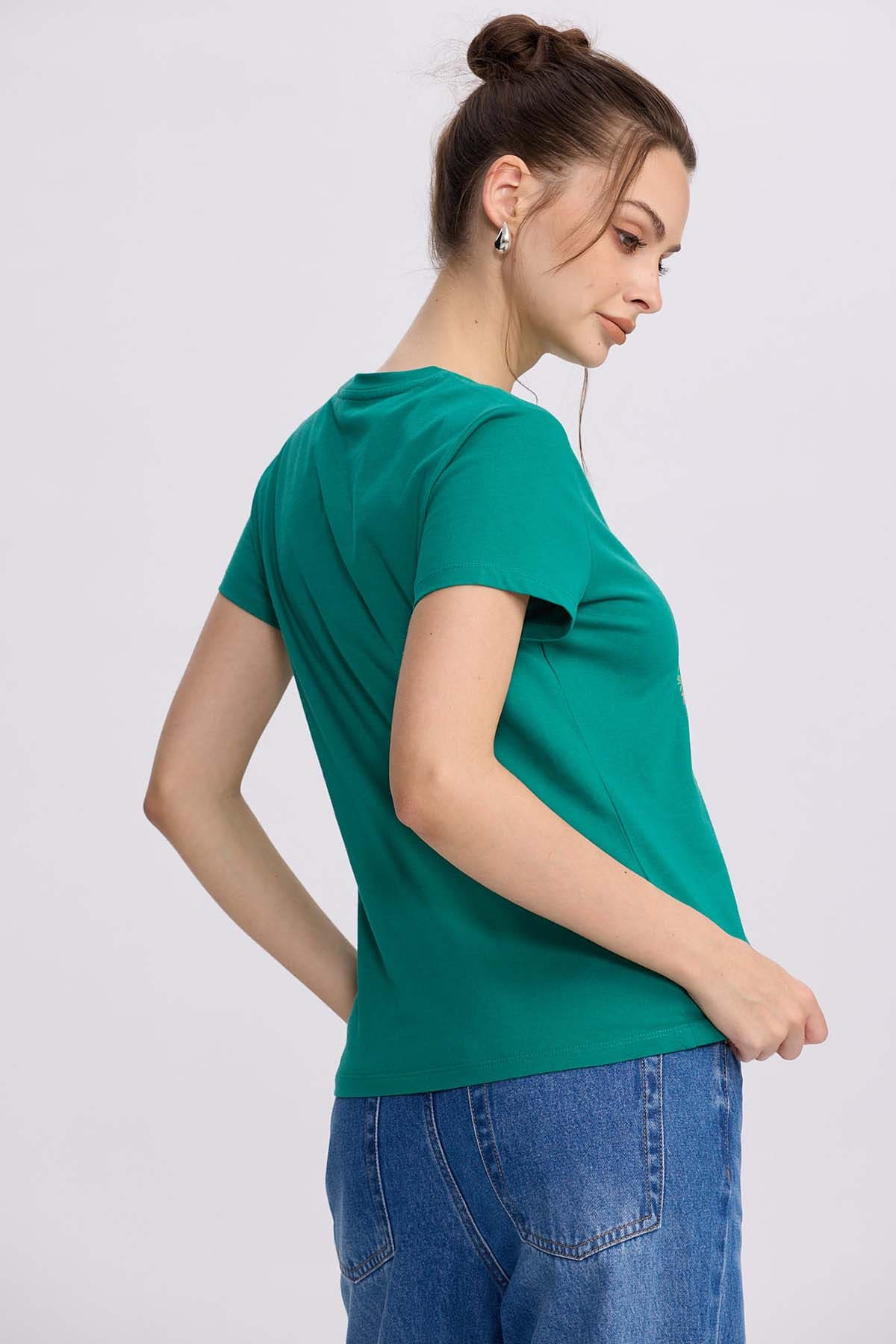 Polera Mujer Básica Print Verde Esmeralda - Image 3