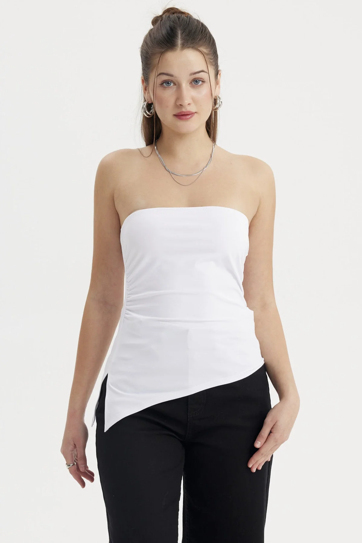 Polera Mujer Basta Asimétrica Blanco