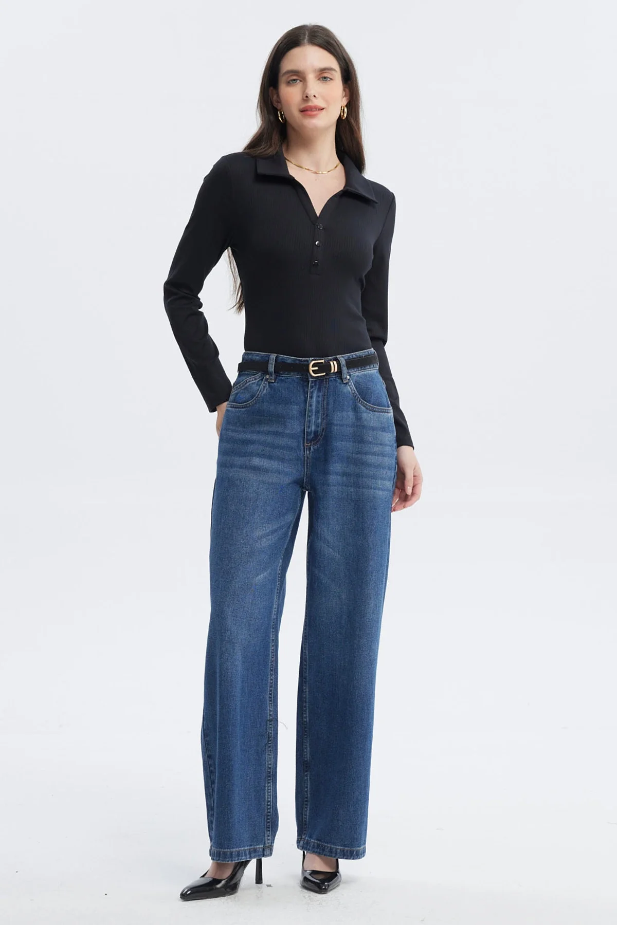 Polera Mujer Body Botones Negro - Image 4