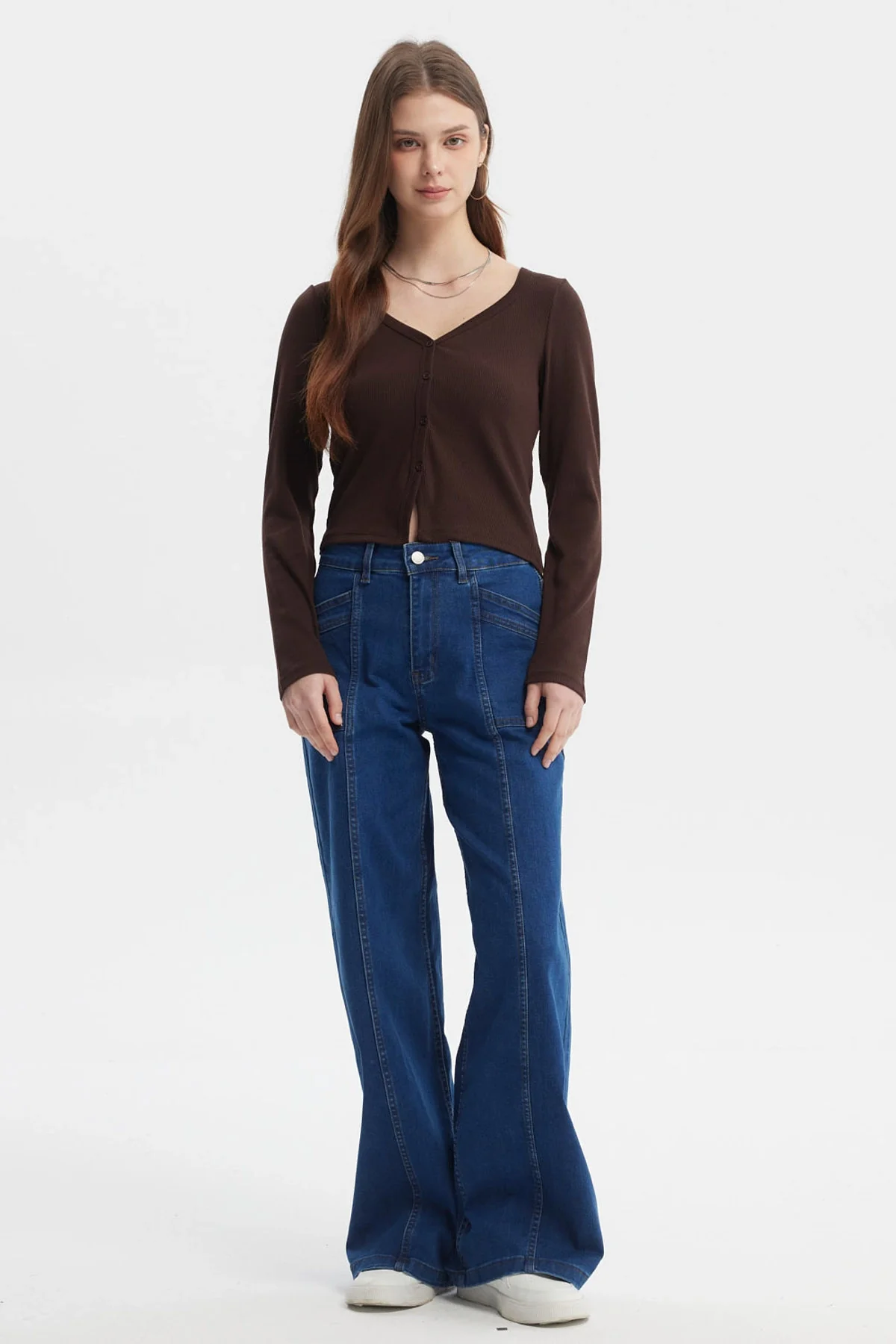 Polera Mujer Botónes Café Oscuro - Image 4