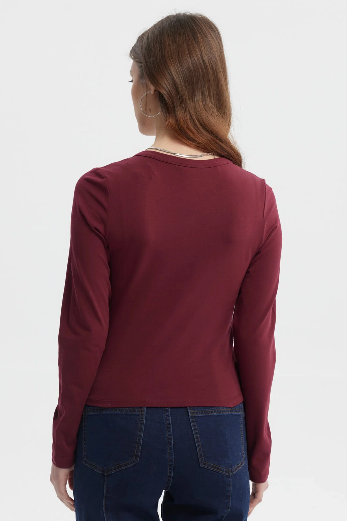 Polera Mujer Botones Cuello Redondo Rojo - Image 3