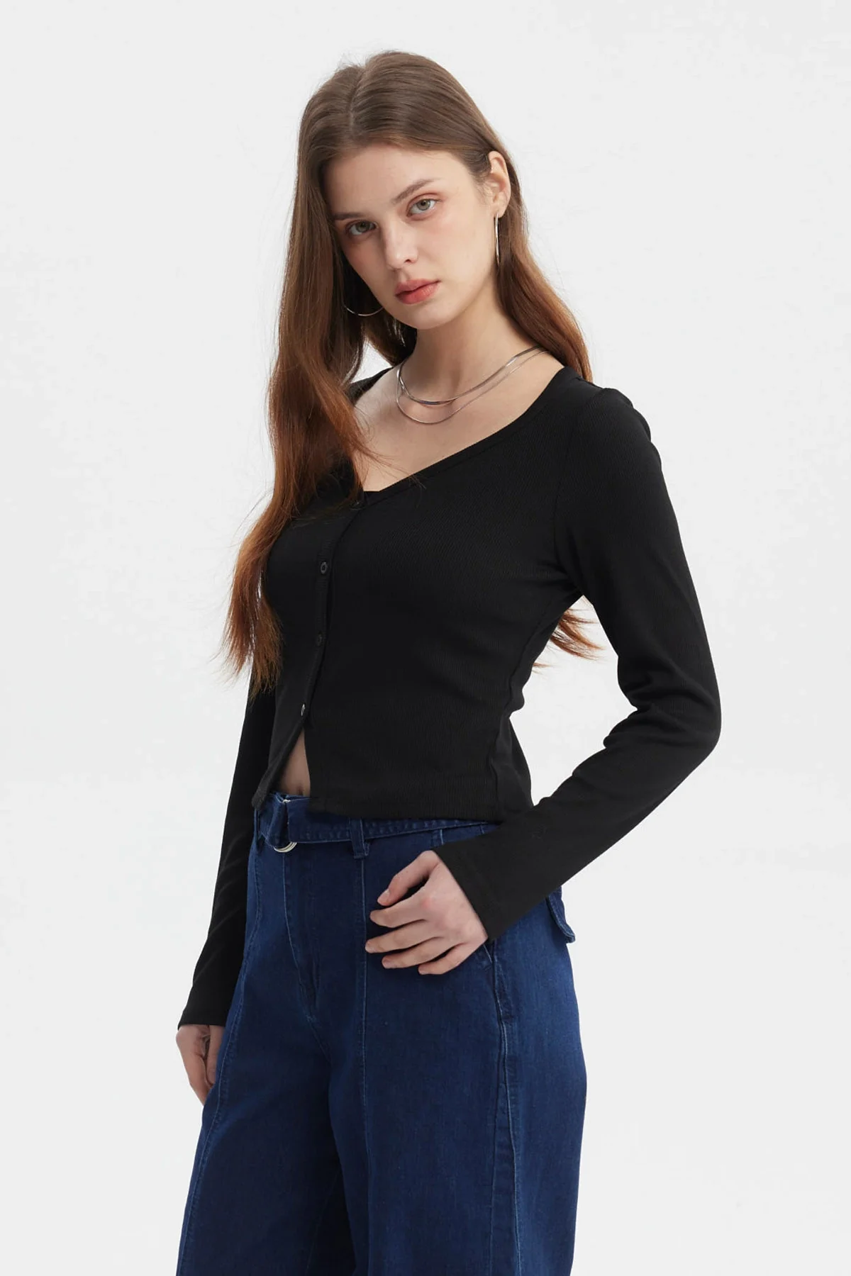 Polera Mujer Botónes Negro - Image 2