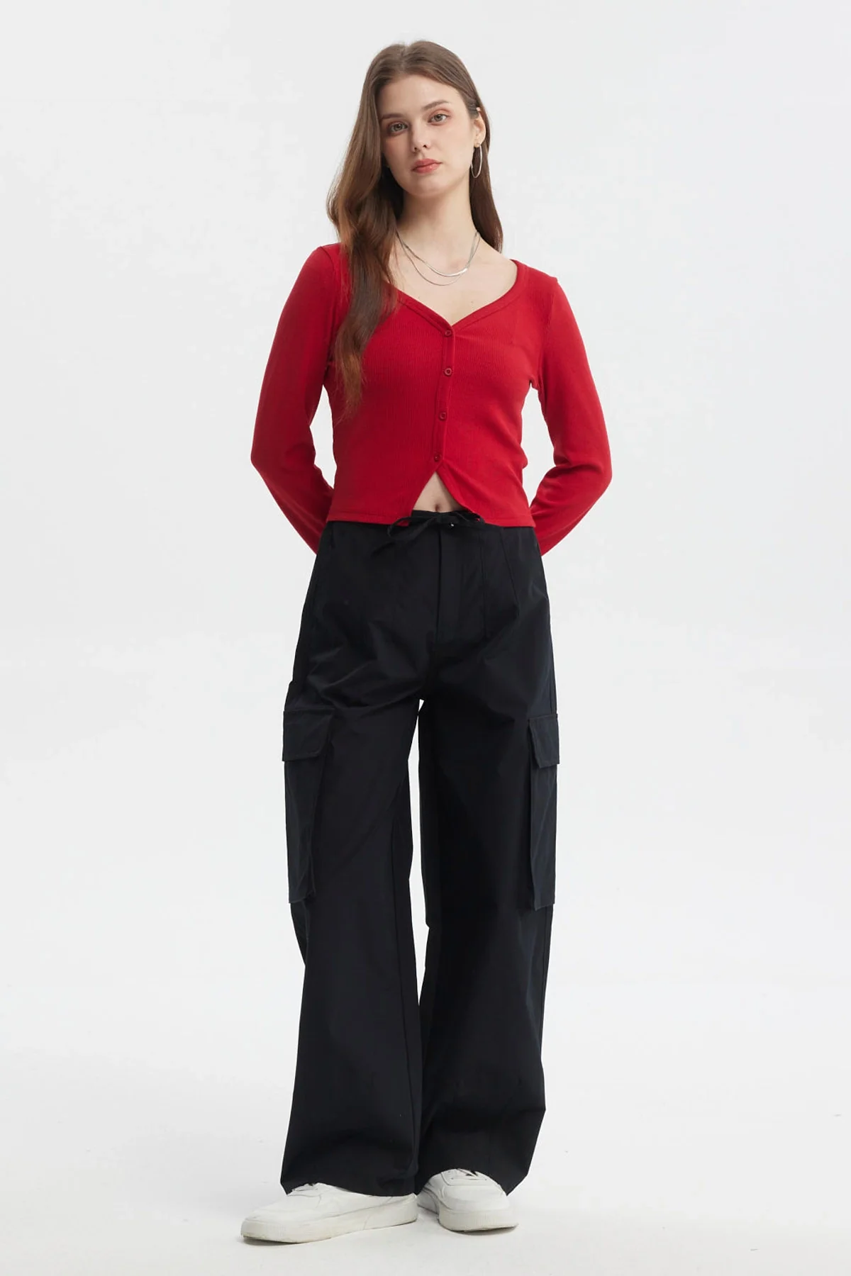Polera Mujer Botónes Rojo - Image 4