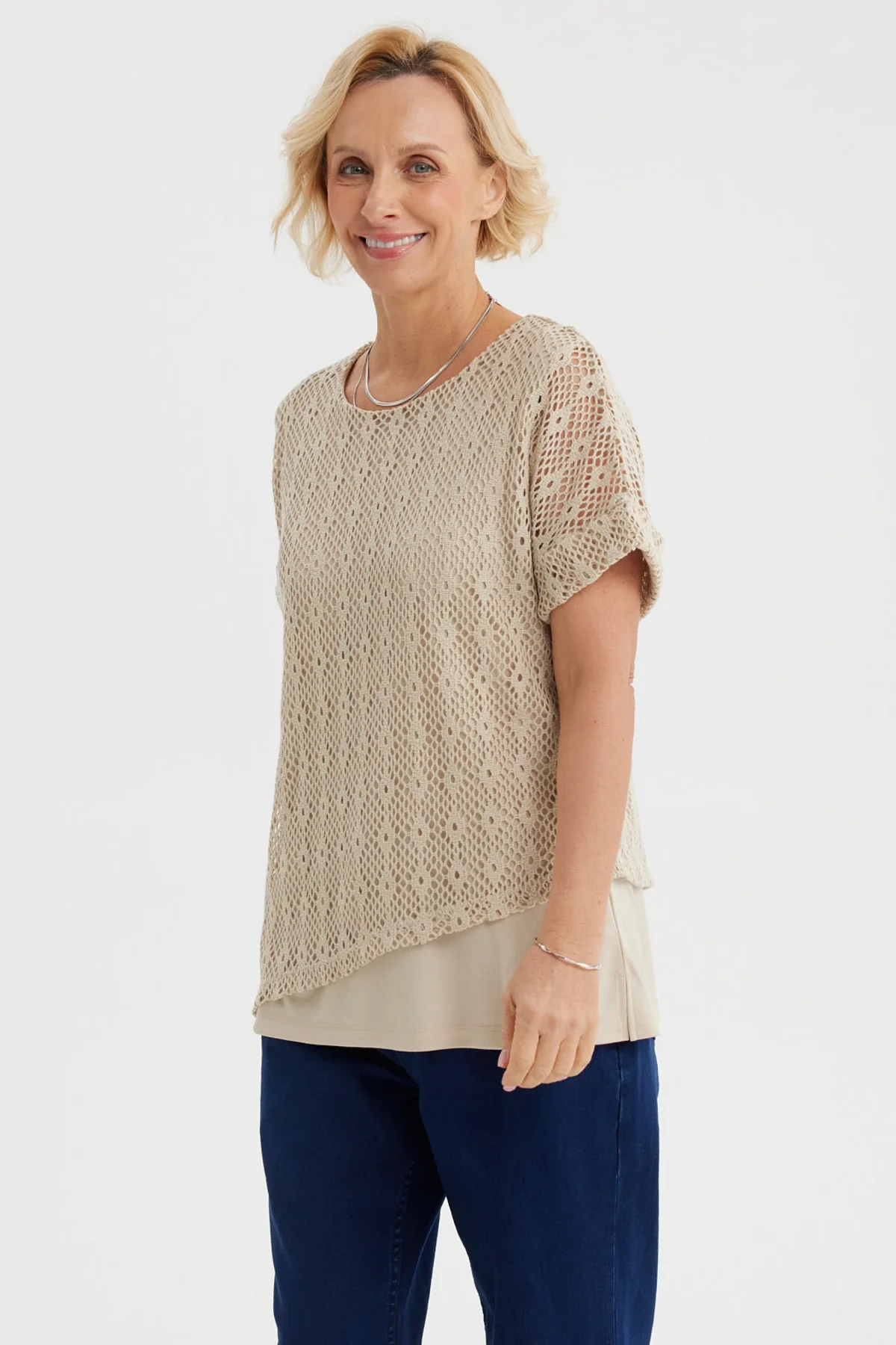 Polera Mujer Calada Beige Claro - Image 2