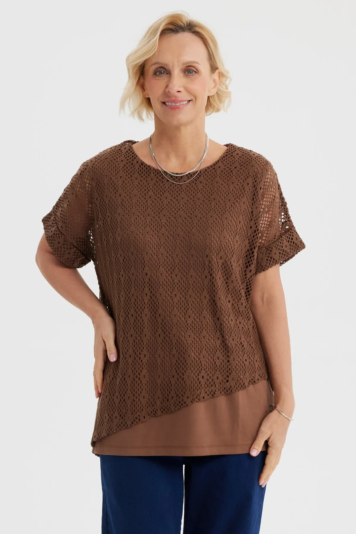 Polera Mujer Calada Café