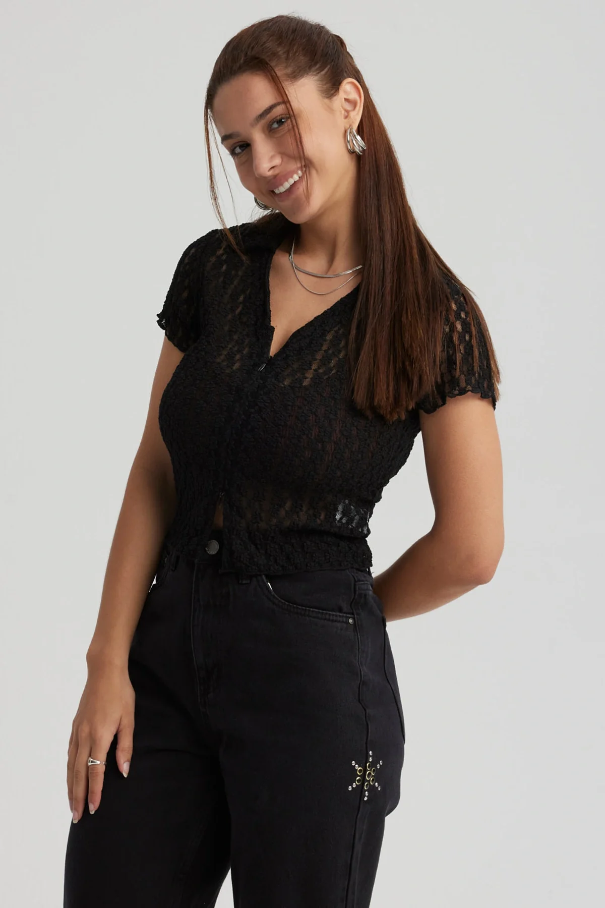 Polera Mujer Cierre Delantero Negro - Image 2