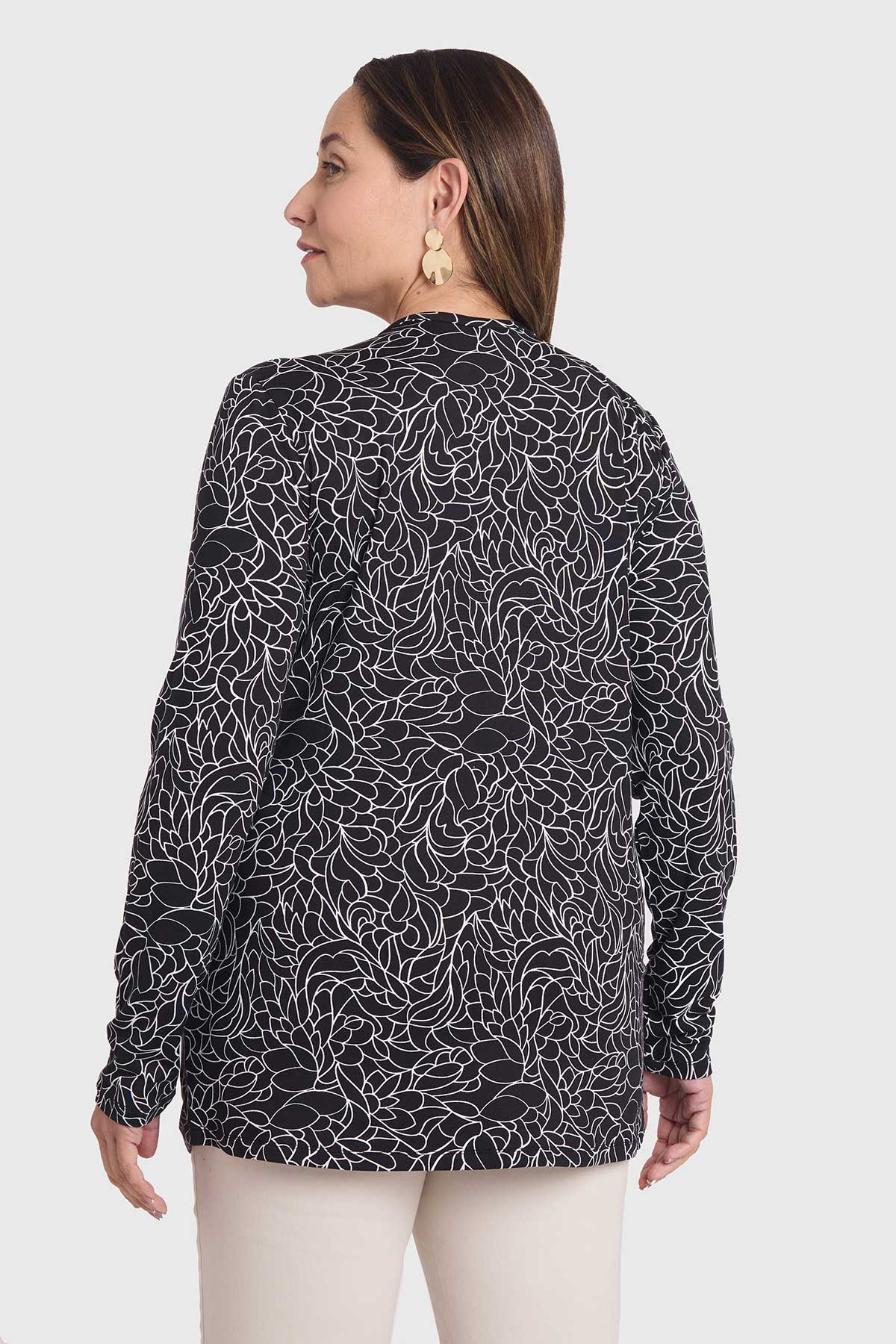 Polera Mujer Con Aplicación Escote Negro - Image 3