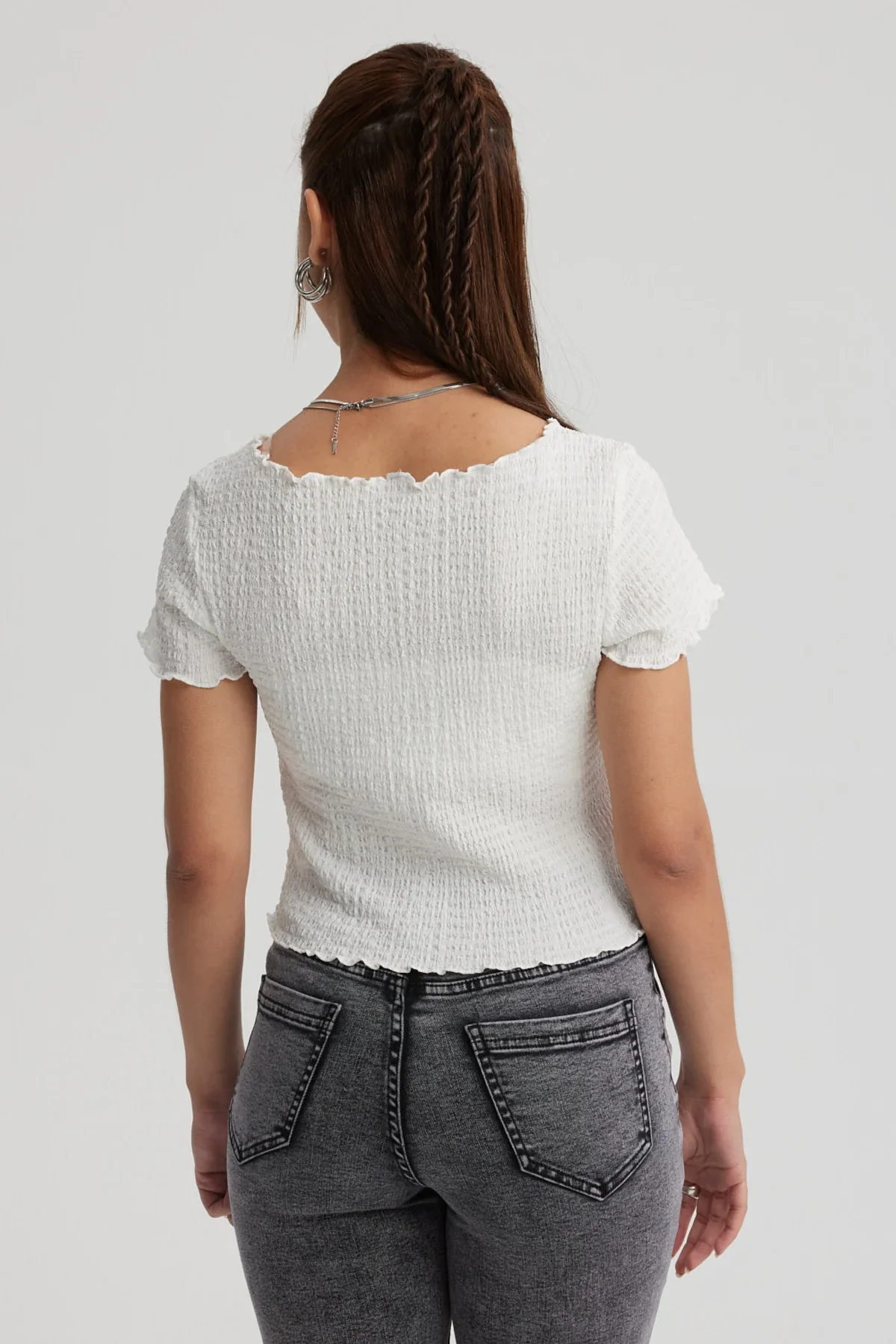 Polera Mujer Con Bardot Detalles Blanco - Image 3