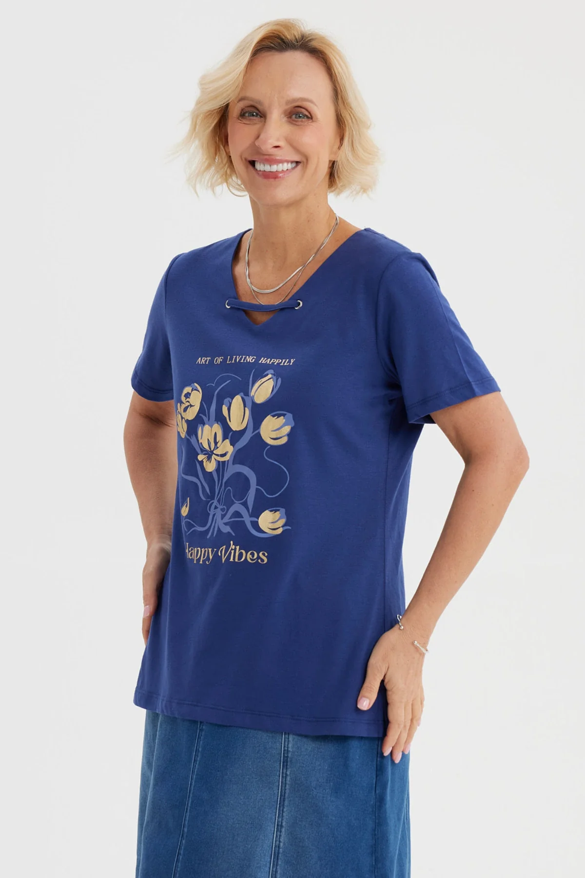 Polera Mujer Con Estampado Azul Oscuro - Image 2