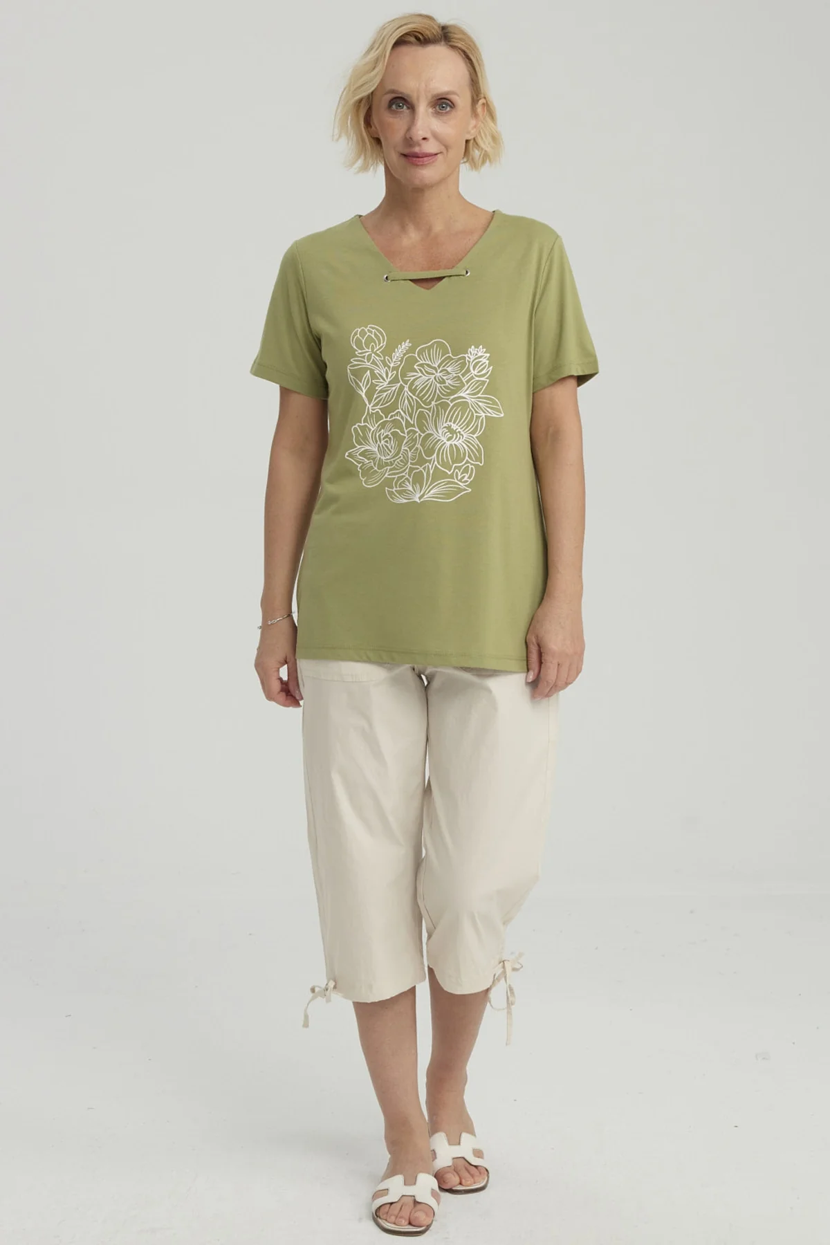Polera Mujer Con Estampado Verde Claro - Image 4
