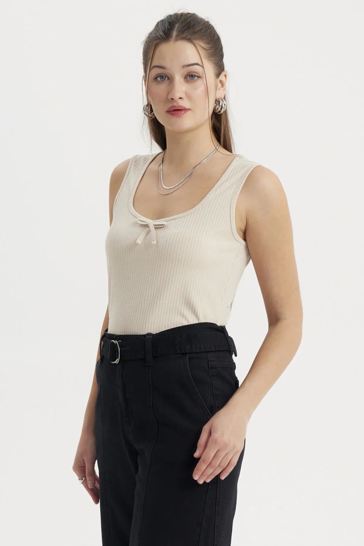 Polera Mujer Con Lazo Beige - Image 2