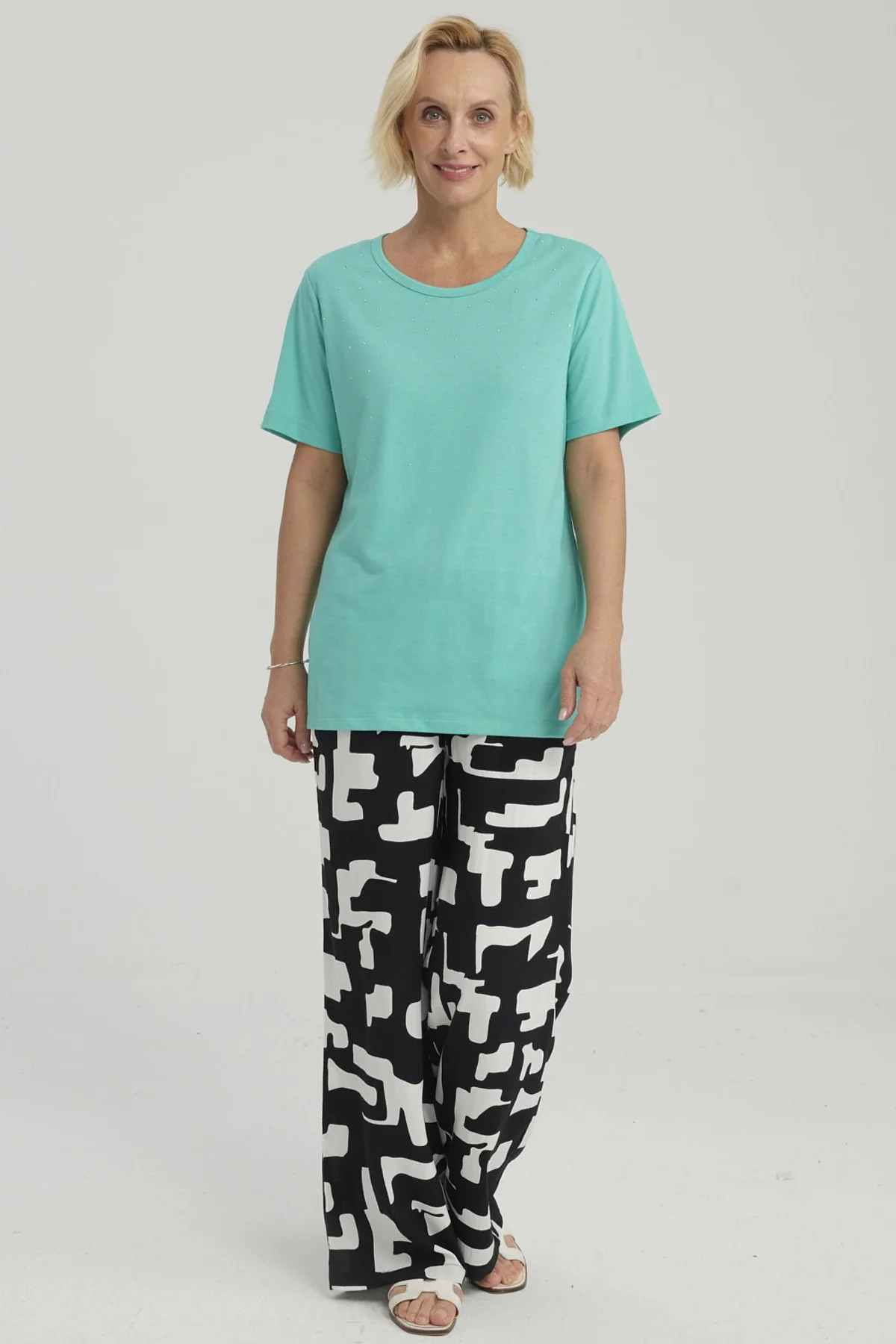 Polera Mujer Con Tachas Turquesa - Image 4