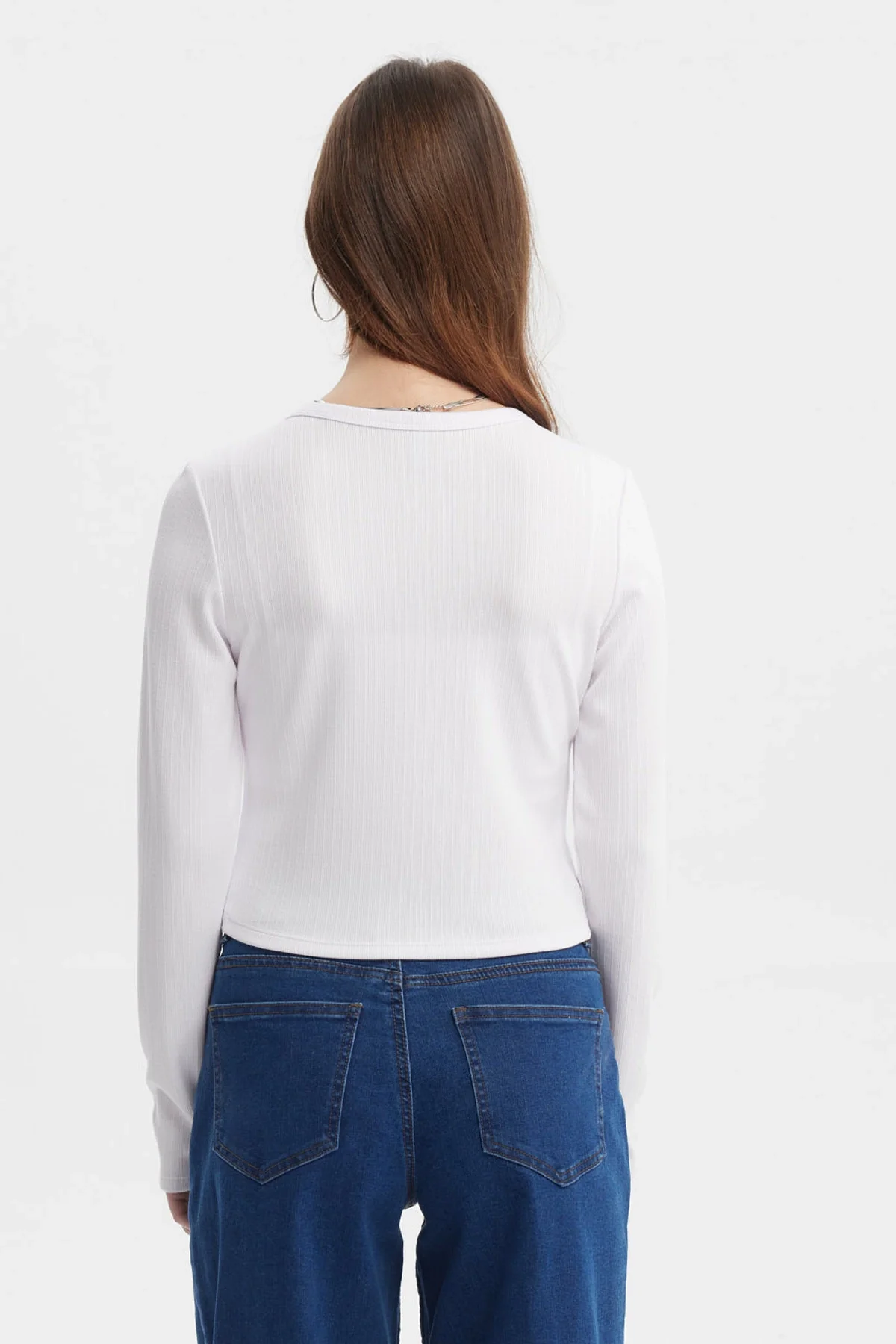Polera Mujer Corte Diagonal Blanco - Image 3