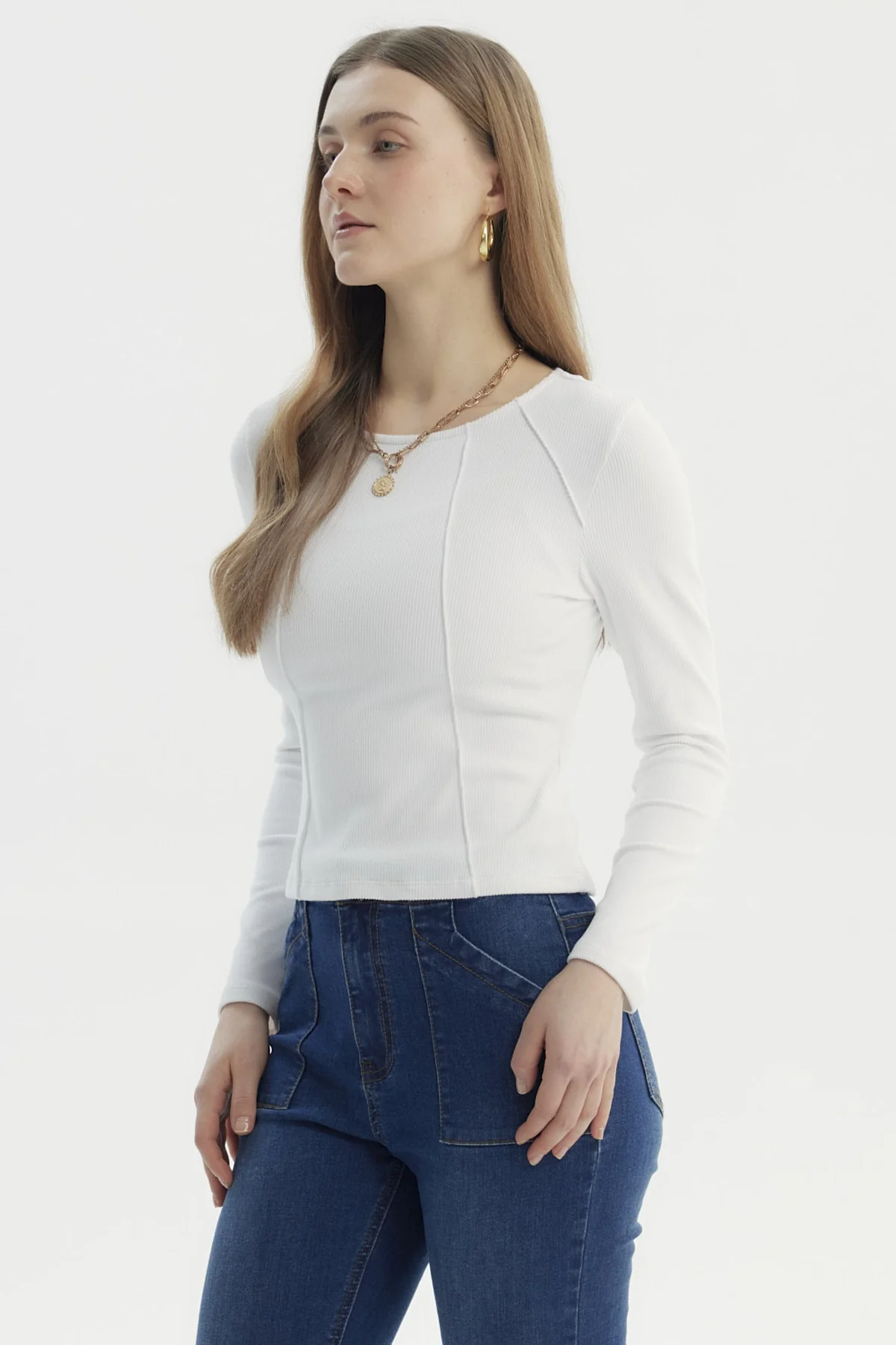 Polera Mujer Cortes Roule Blanco - Image 2