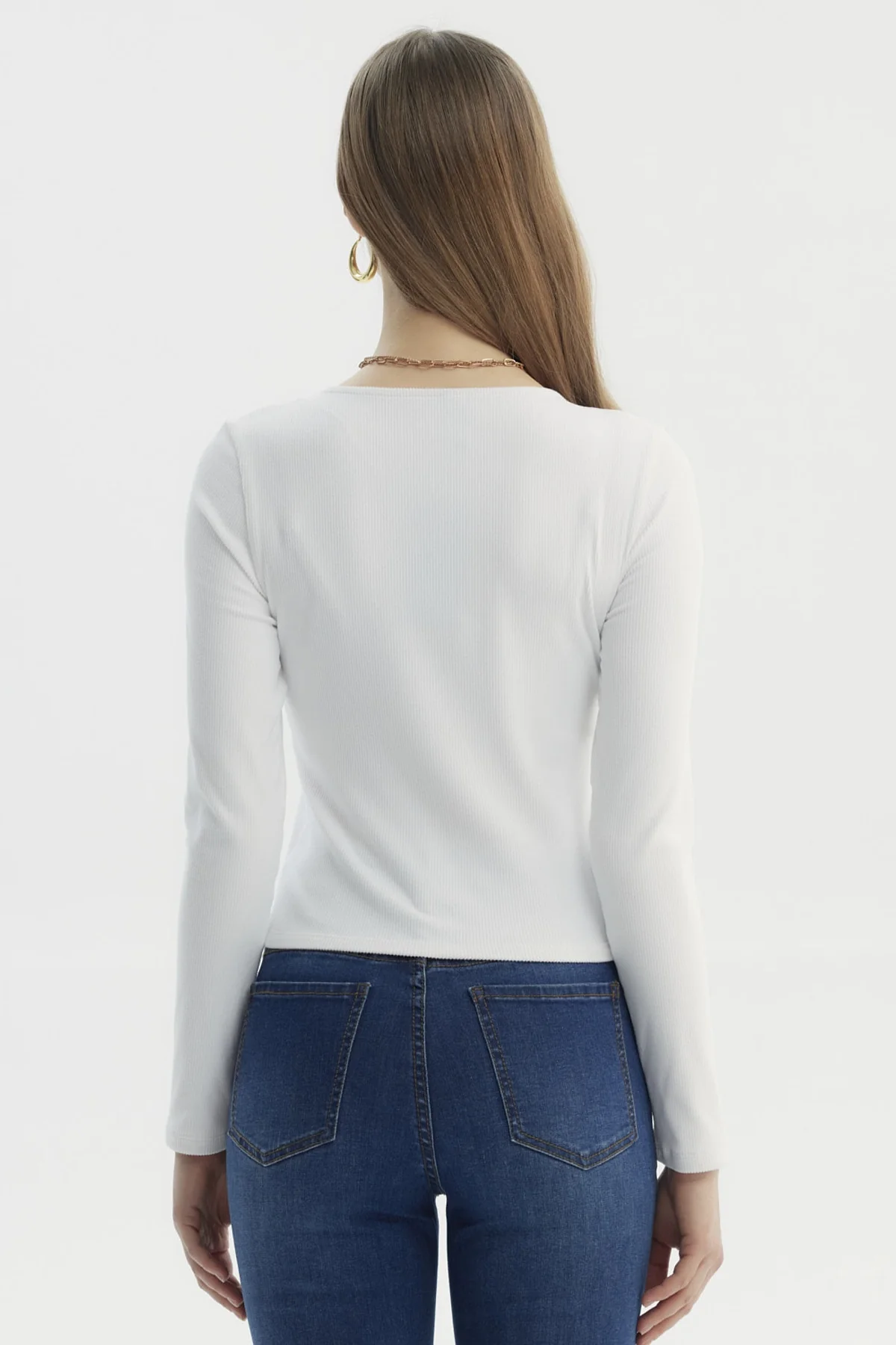 Polera Mujer Cortes Roule Blanco - Image 3