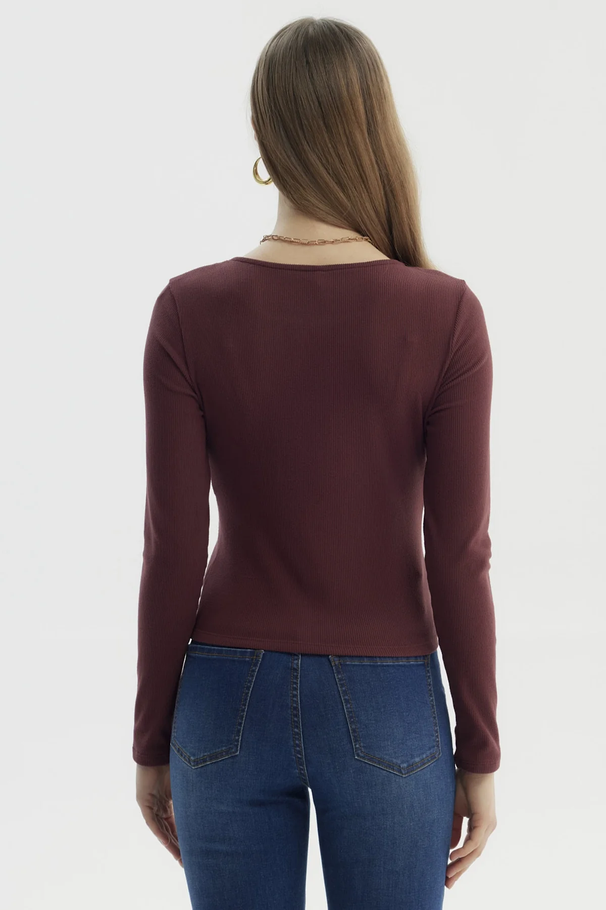 Polera Mujer Cortes Roule Burdeo - Image 3