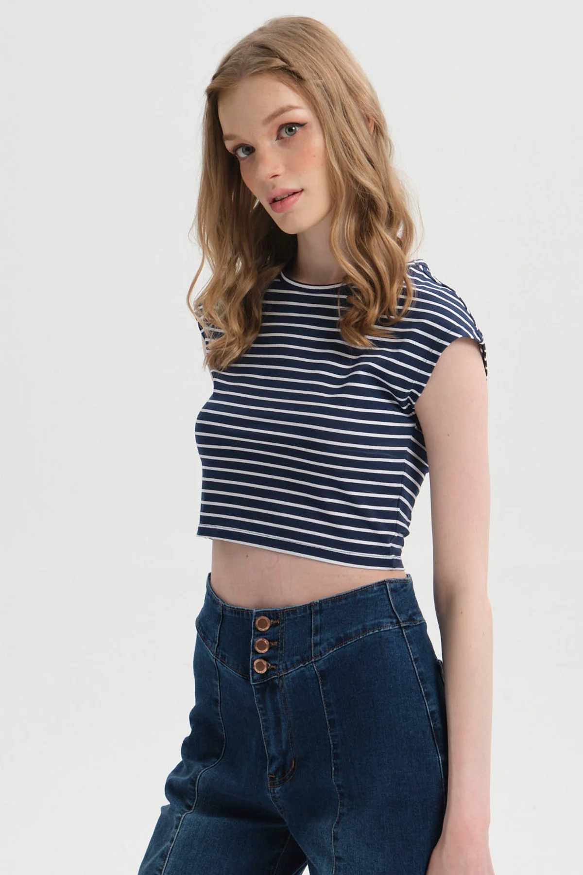 Polera Mujer Crop Azul - Image 2