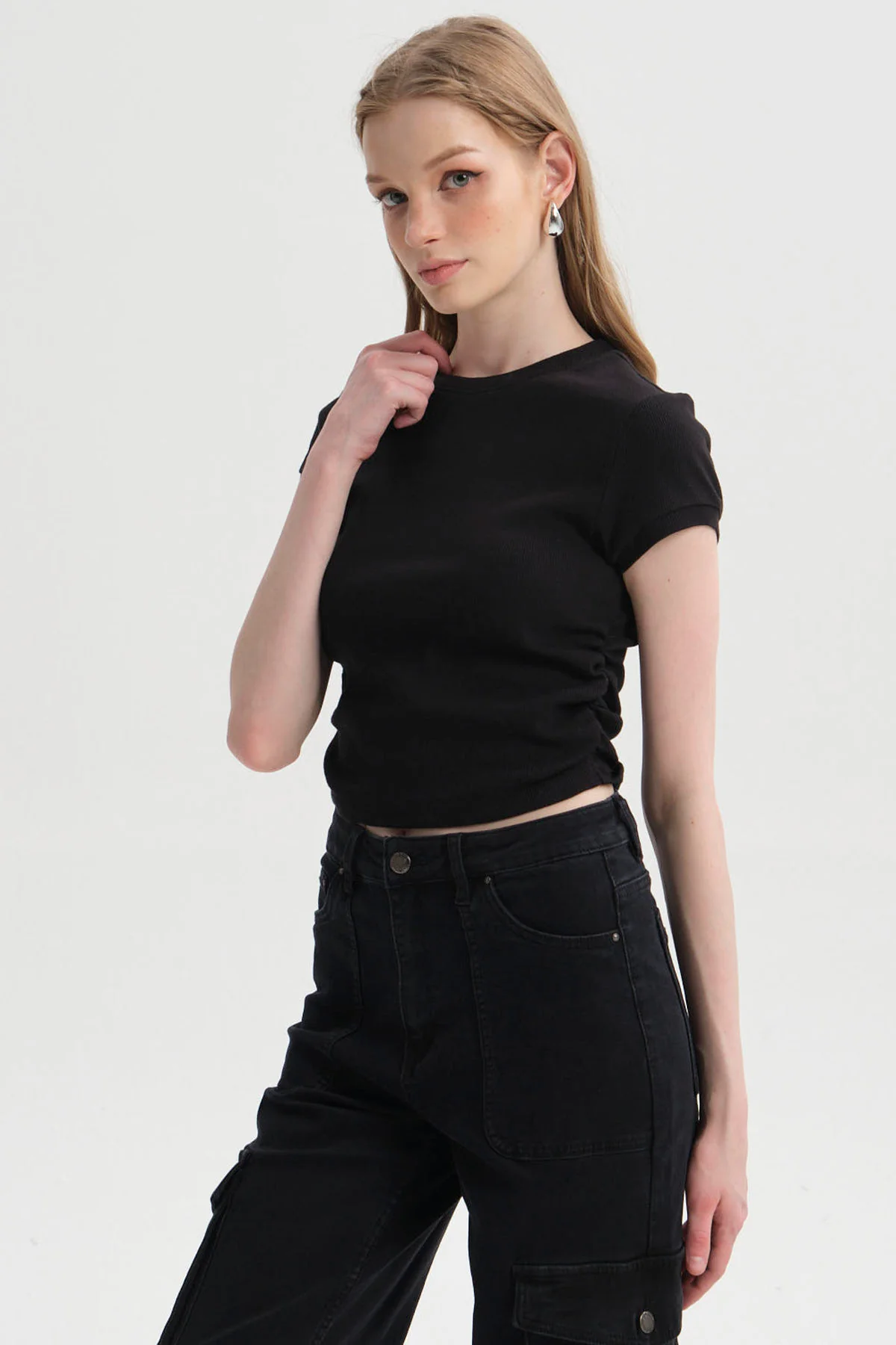 Polera Mujer Cropped Negro - Image 3