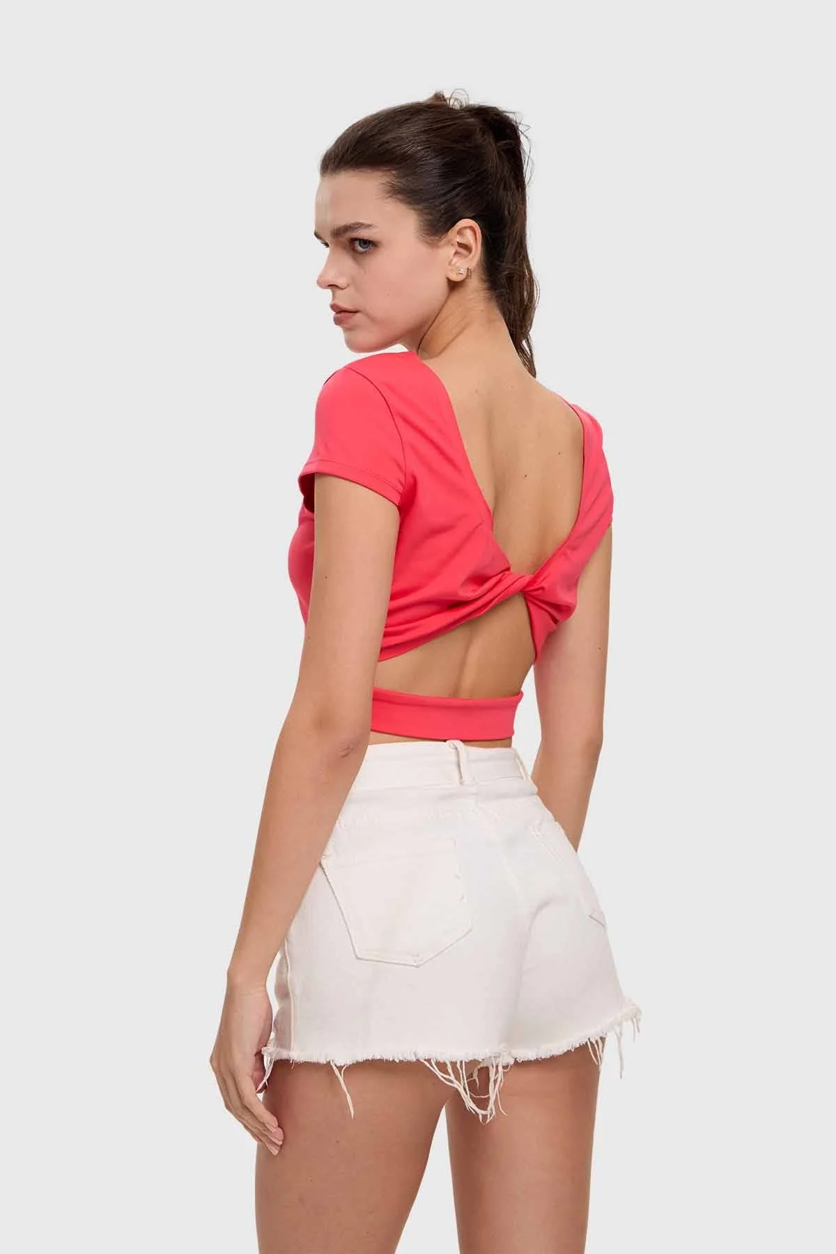 Polera Mujer Cruzada Espalda Rosado - Image 3