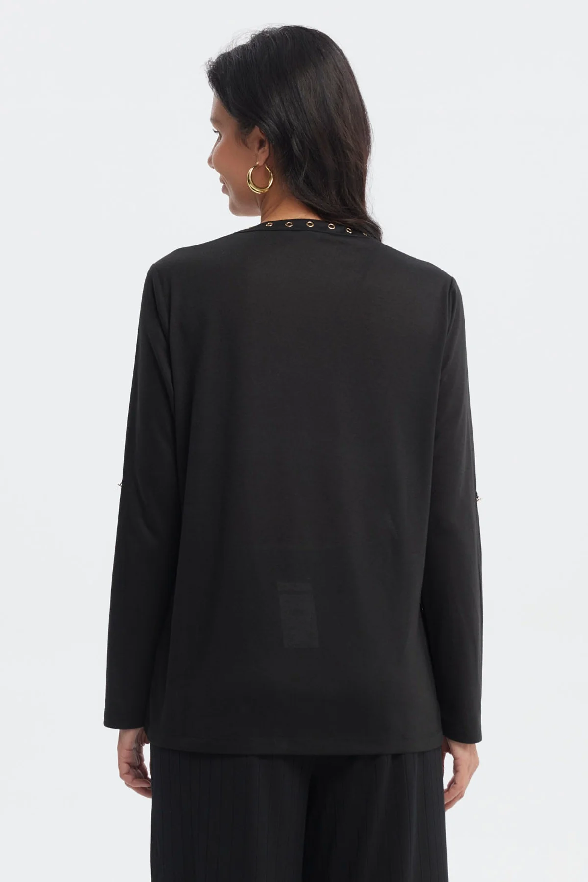 Polera Mujer Cuello Abotónado Negro - Image 3