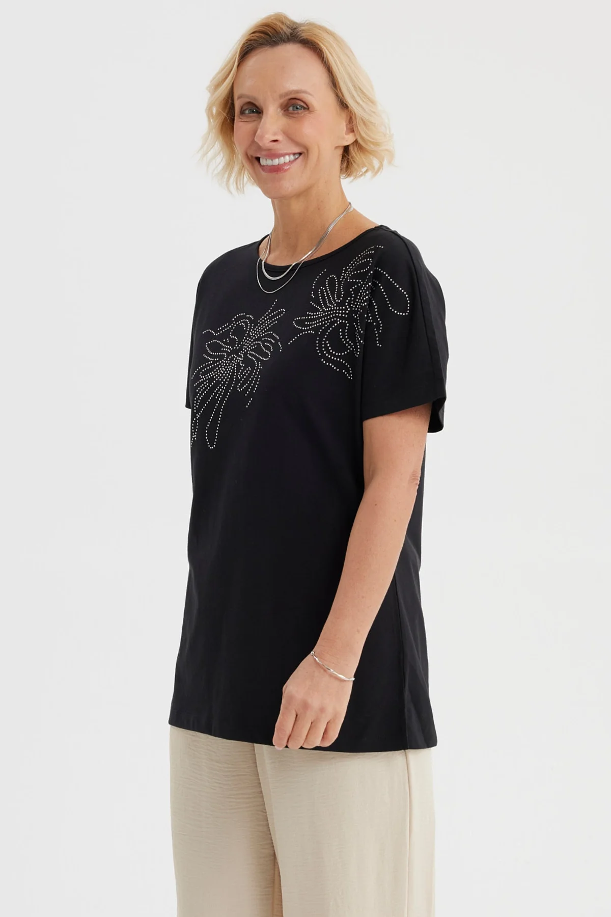 Polera Mujer Cuello Bote Negro - Image 2