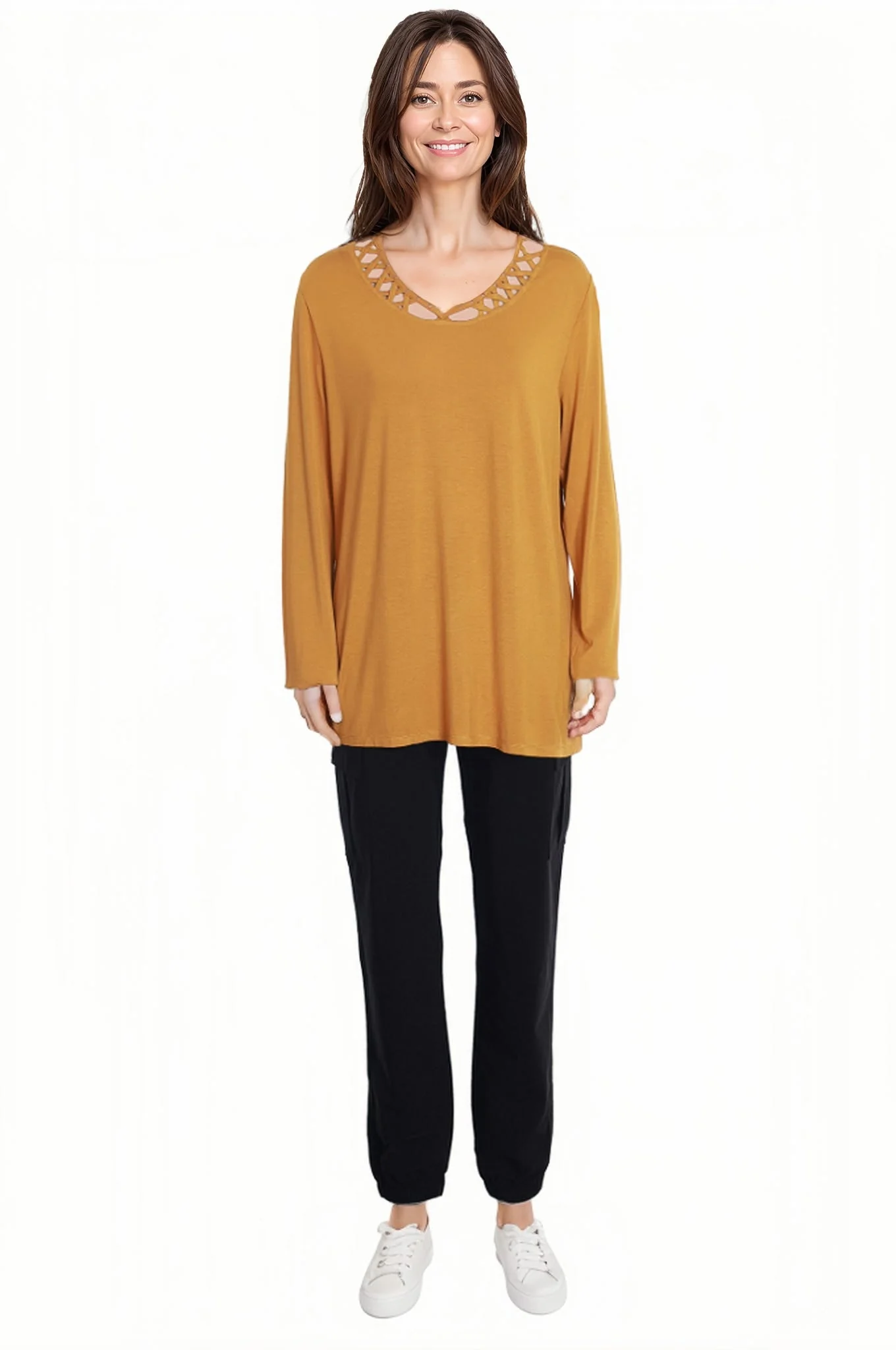 Polera Mujer Cuello Cruzado Mostaza - Image 3