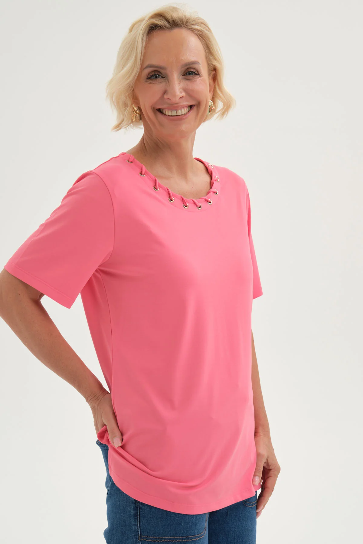 Polera Mujer Detalle Cuello Coral - Image 2