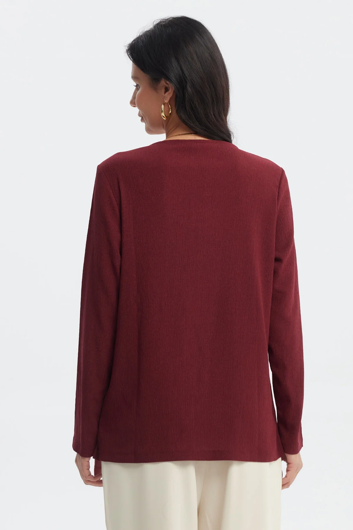 Polera Mujer Detalle Cuello Rojo - Image 3