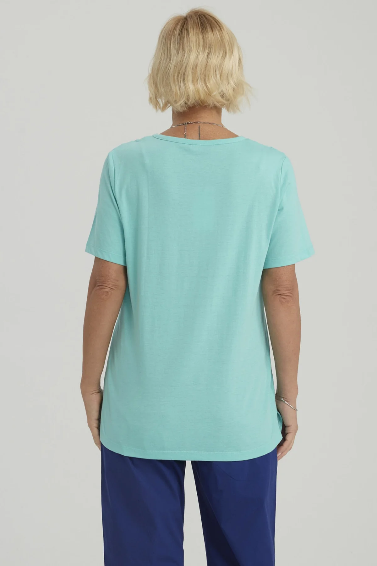 Polera Mujer Detalle Hombro Turquesa - Image 3