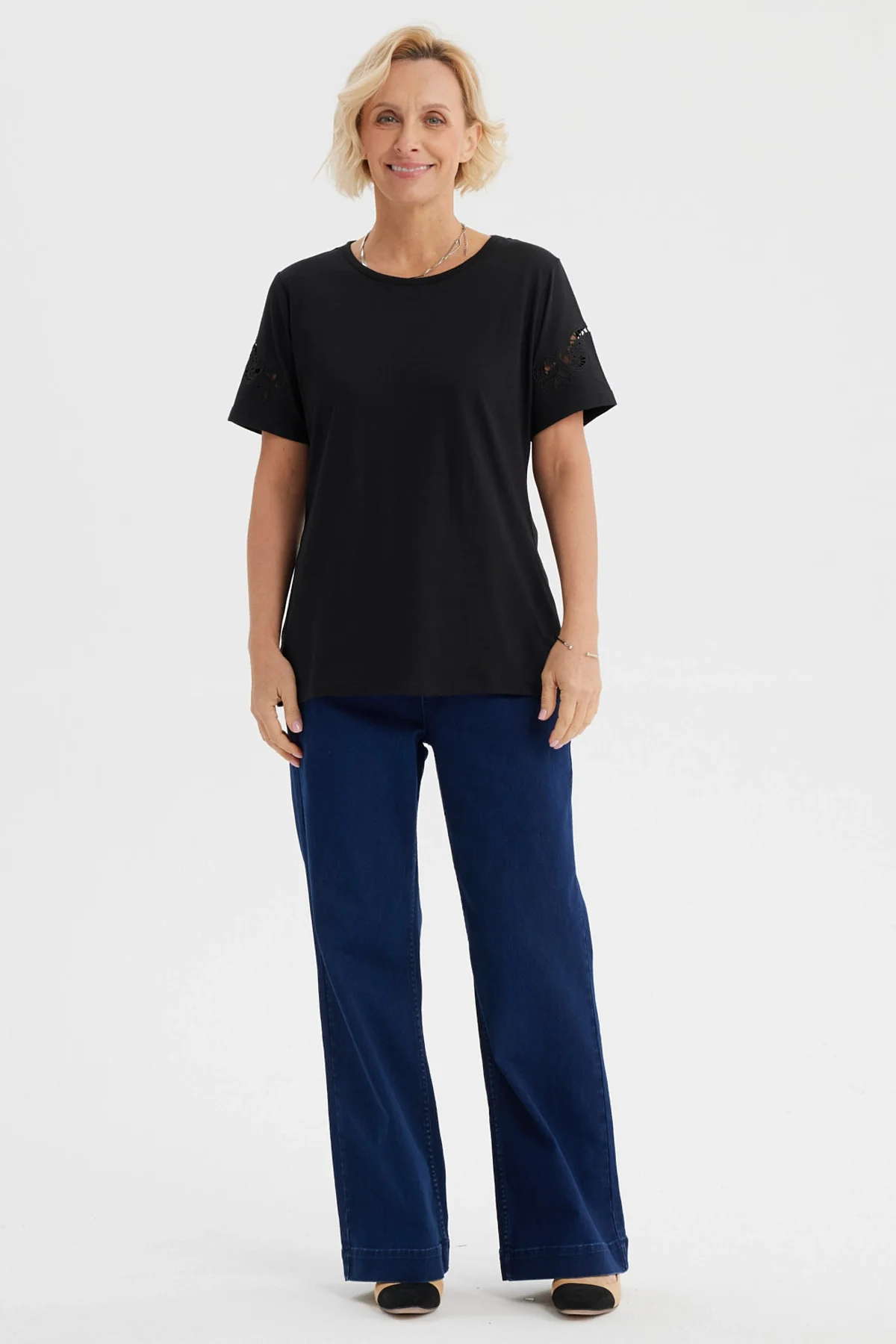 Polera Mujer Detalle Mangas Negro - Image 4