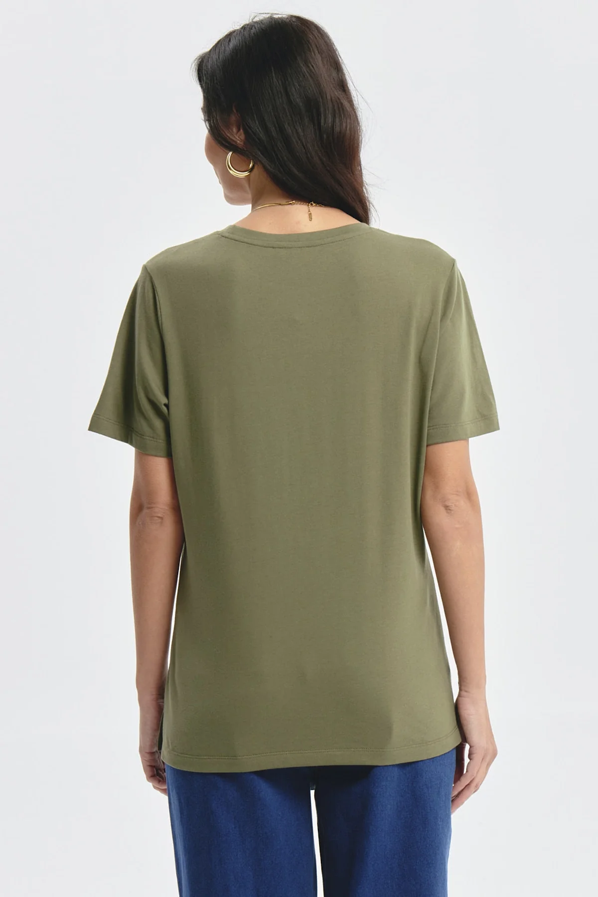 Polera Mujer Detalle Tachas Verde Olivo - Image 3