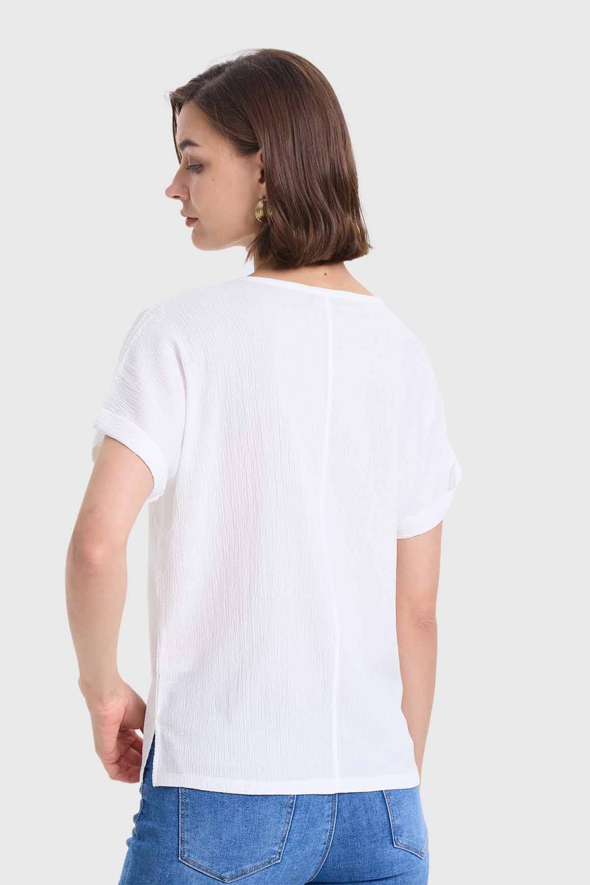 Polera Mujer Dobladillo En Manga Crudo - Image 3