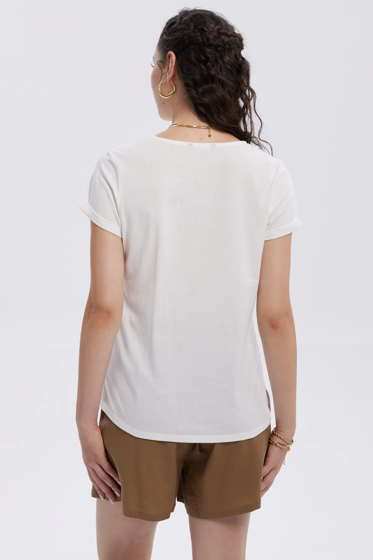 Polera Mujer Dobladillo Manga Crudo - Image 3
