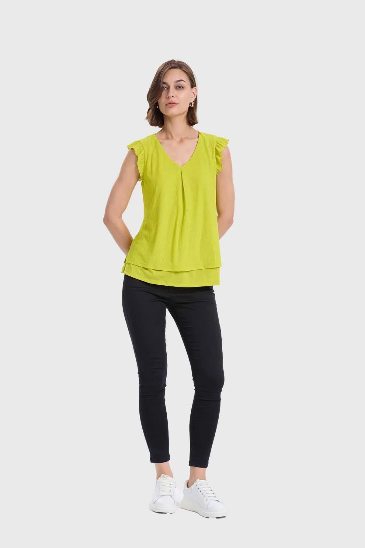 Polera Mujer Doble Capa Y Pinza Verde - Image 4
