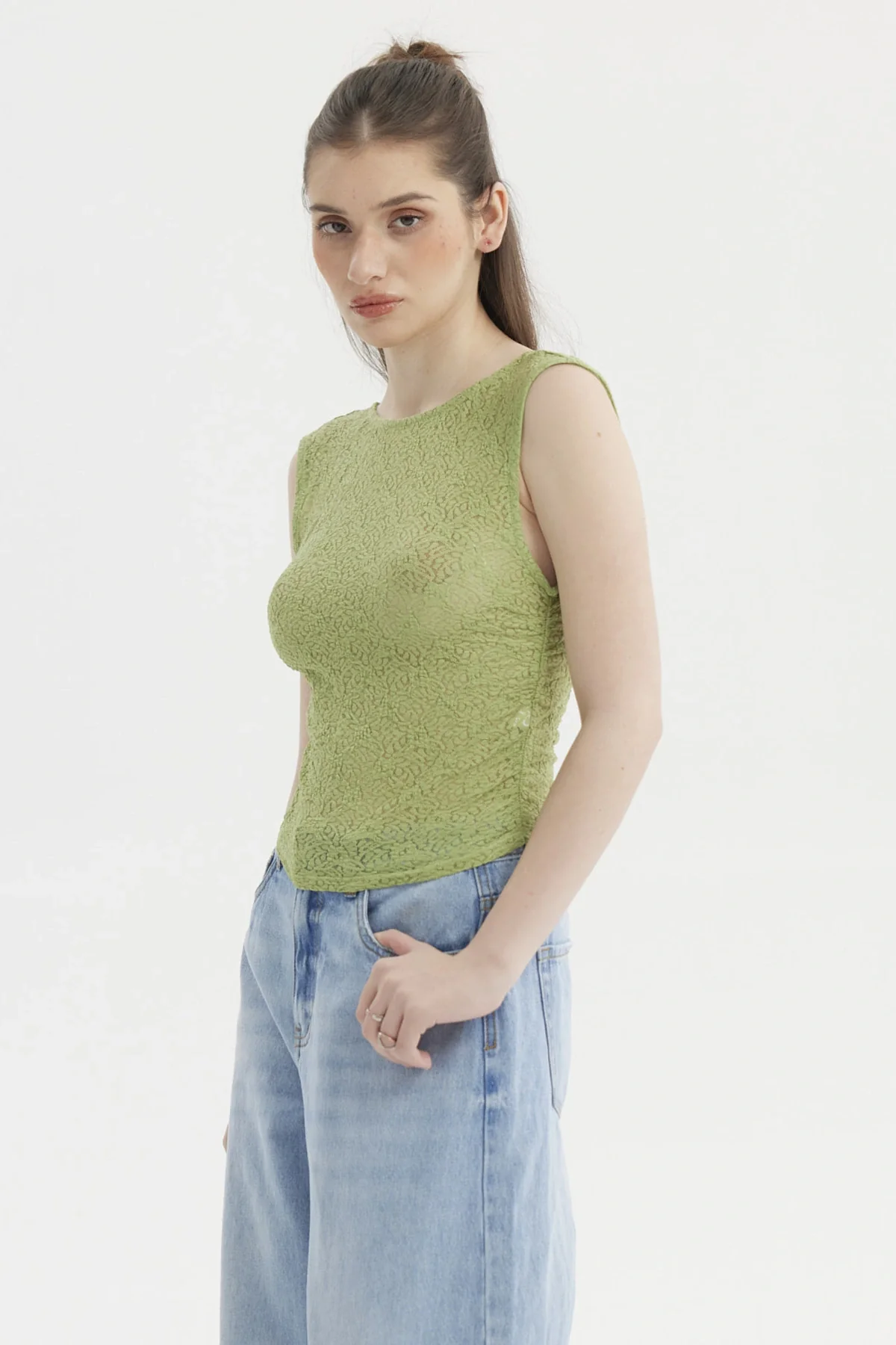 Polera Mujer Encaje Verde - Image 2