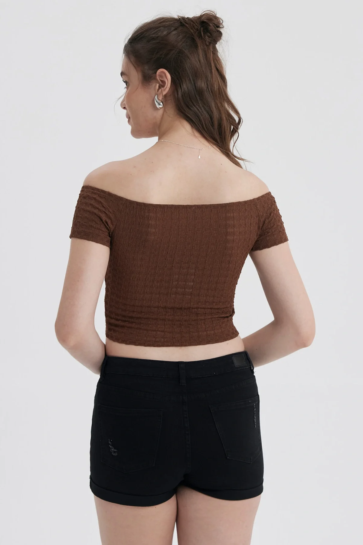 Polera Mujer Escote Bardot Café Oscuro - Image 3