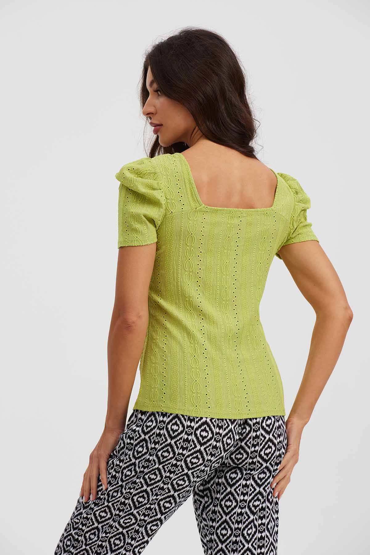Polera Mujer Escote Corazón Verde - Image 2