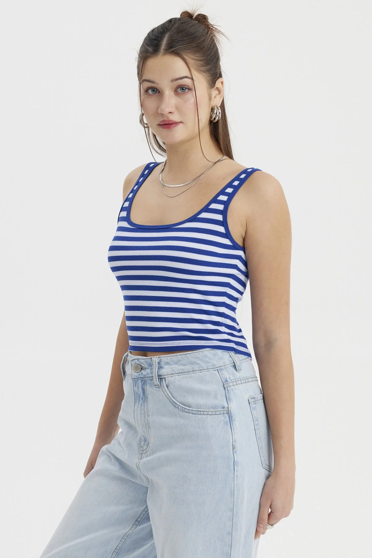 Polera Mujer Escote Cuadrado Azul - Image 2