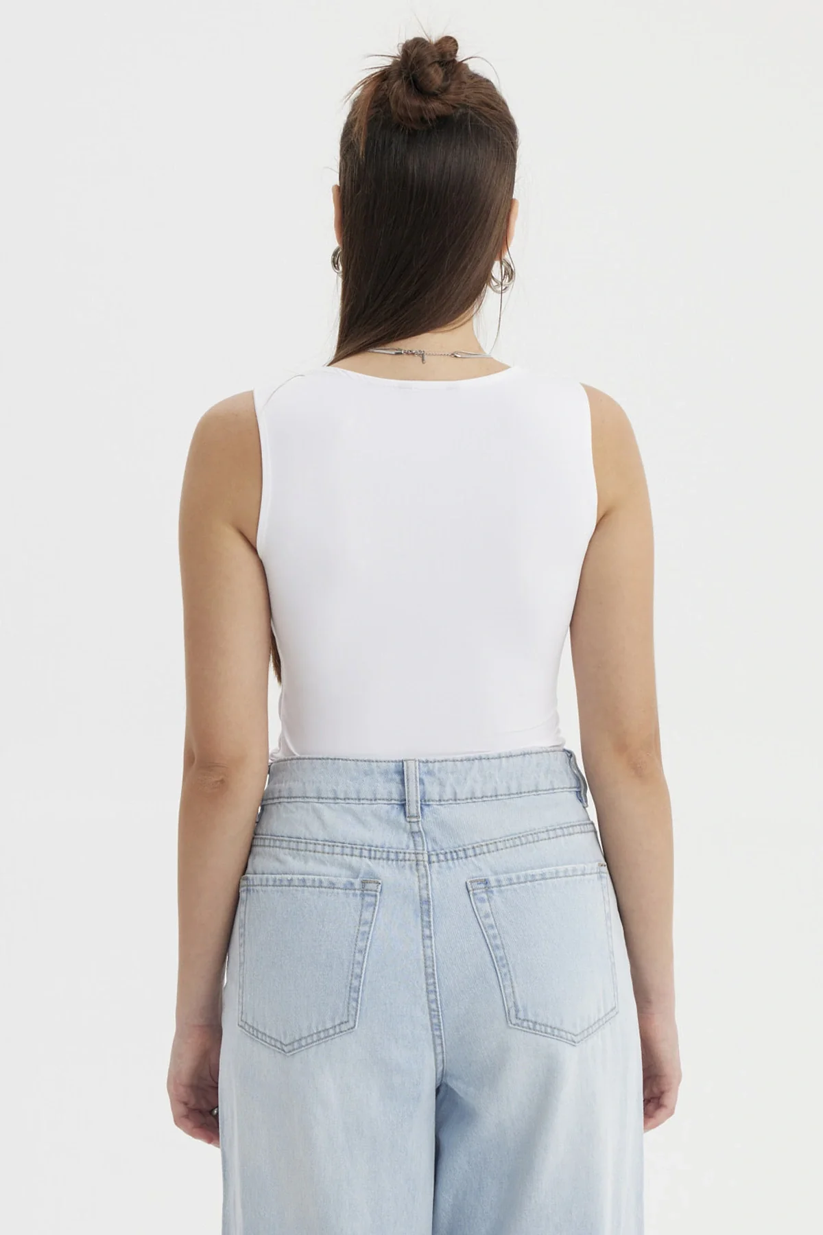 Polera Mujer Escote Cuadrado Liso Blanco - Image 3