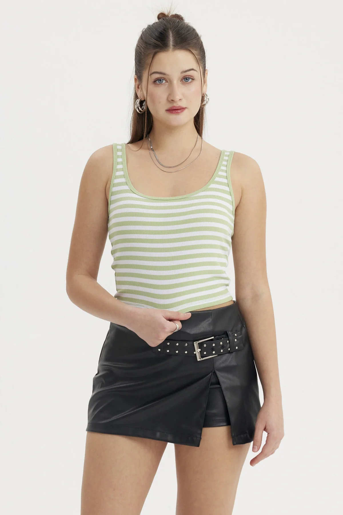 Polera Mujer Escote Cuadrado Verde