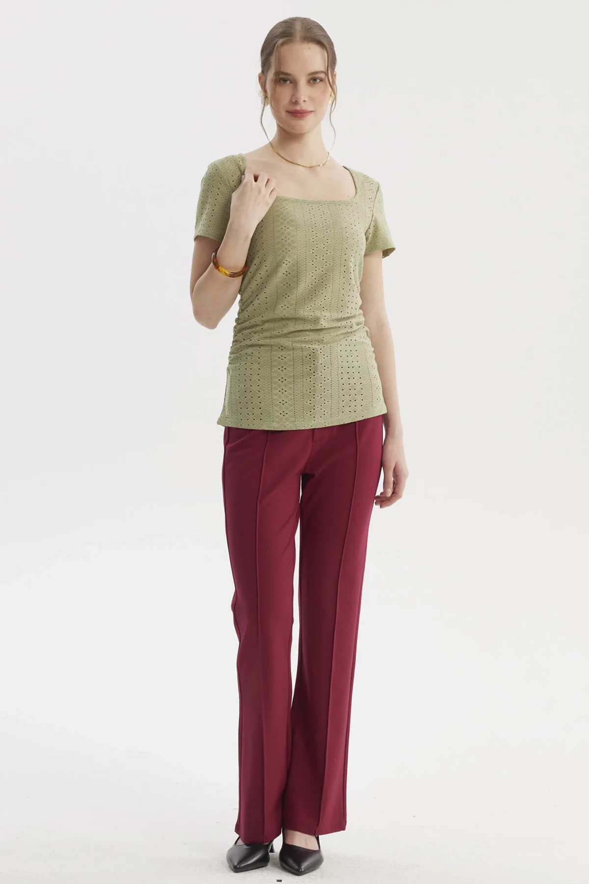 Polera Mujer Escote Cuadrado Verde - Image 4