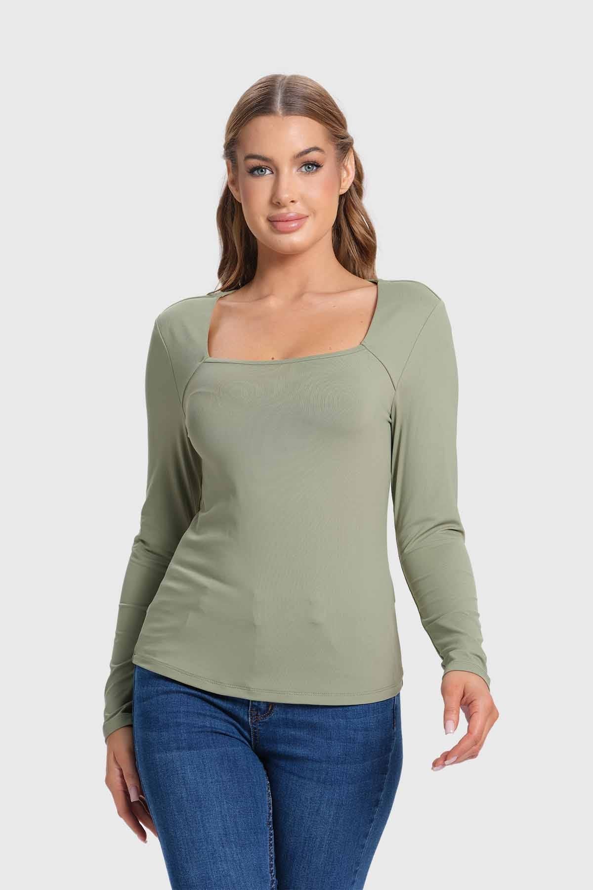 Polera Mujer Escote Cuadrado Verde - Image 3