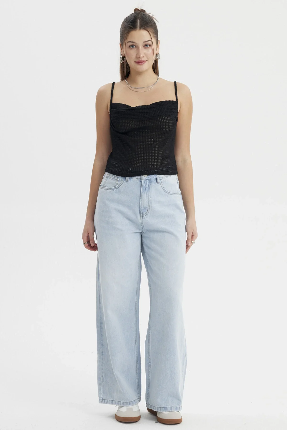 Polera Mujer Escote Drapeado Negro - Image 4