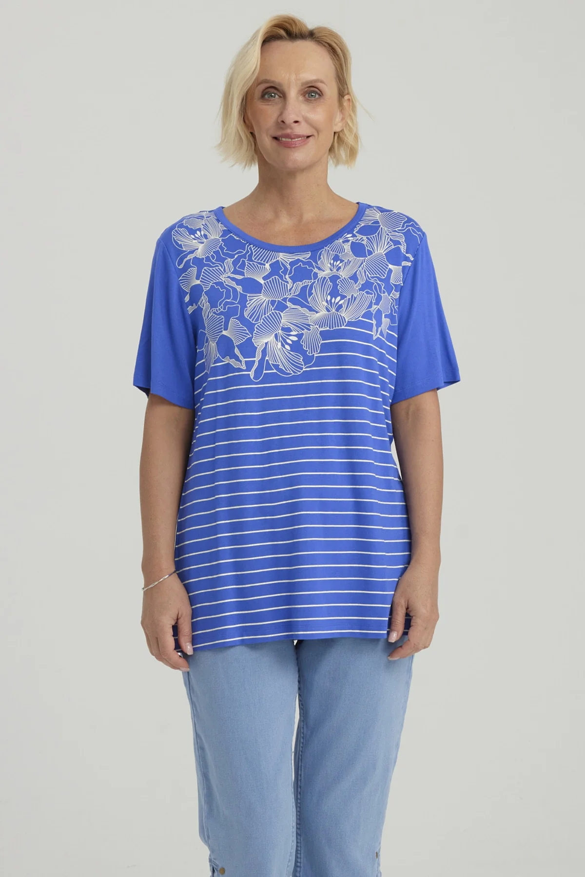 Polera Mujer Estampada Azulino
